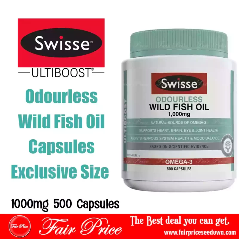 Swisse Ultiboost Odourless Wild Fish Oil 1000mg 500 Capsules Exclusive Size