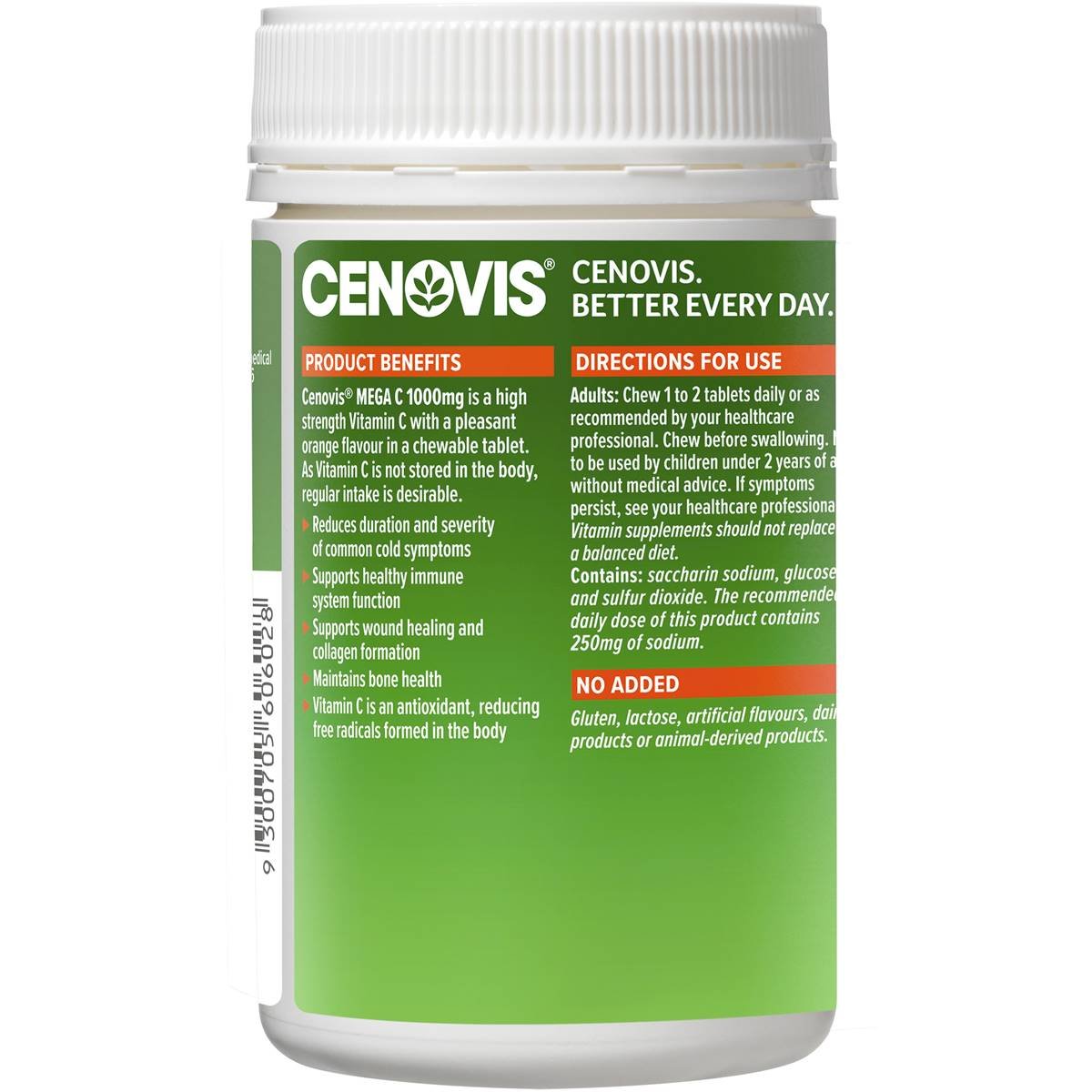 Cenovis Mega C 1000mg Chewable Tablets Orange Flavour 100 Pack - Image 3