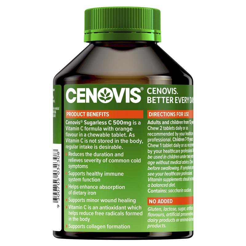 Cenovis Sugarless C 500mg - Chewable Vitamin C - 300 Tablets Value Pack - Image 10