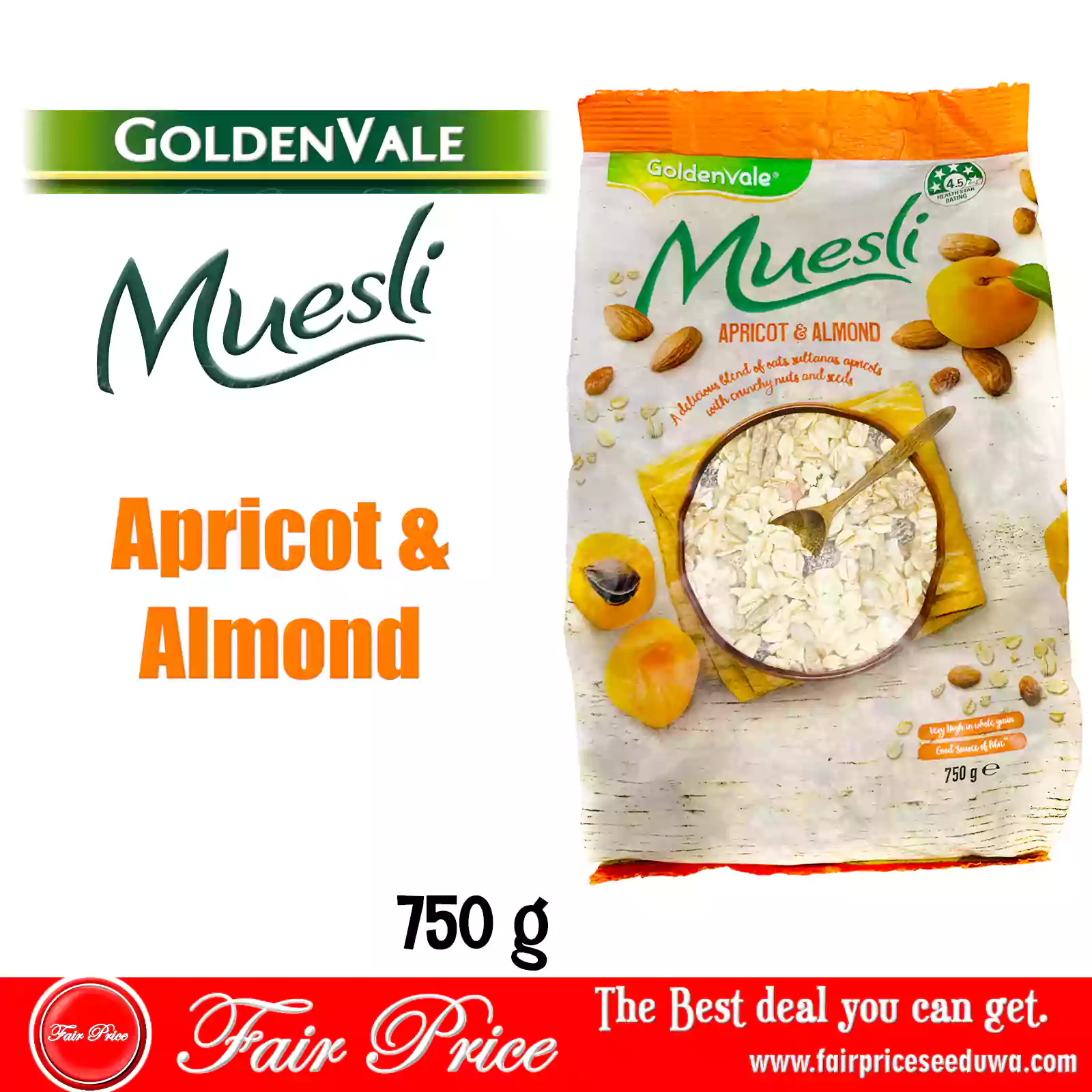 GoldenVale Muesli Apricot & Almond 750g