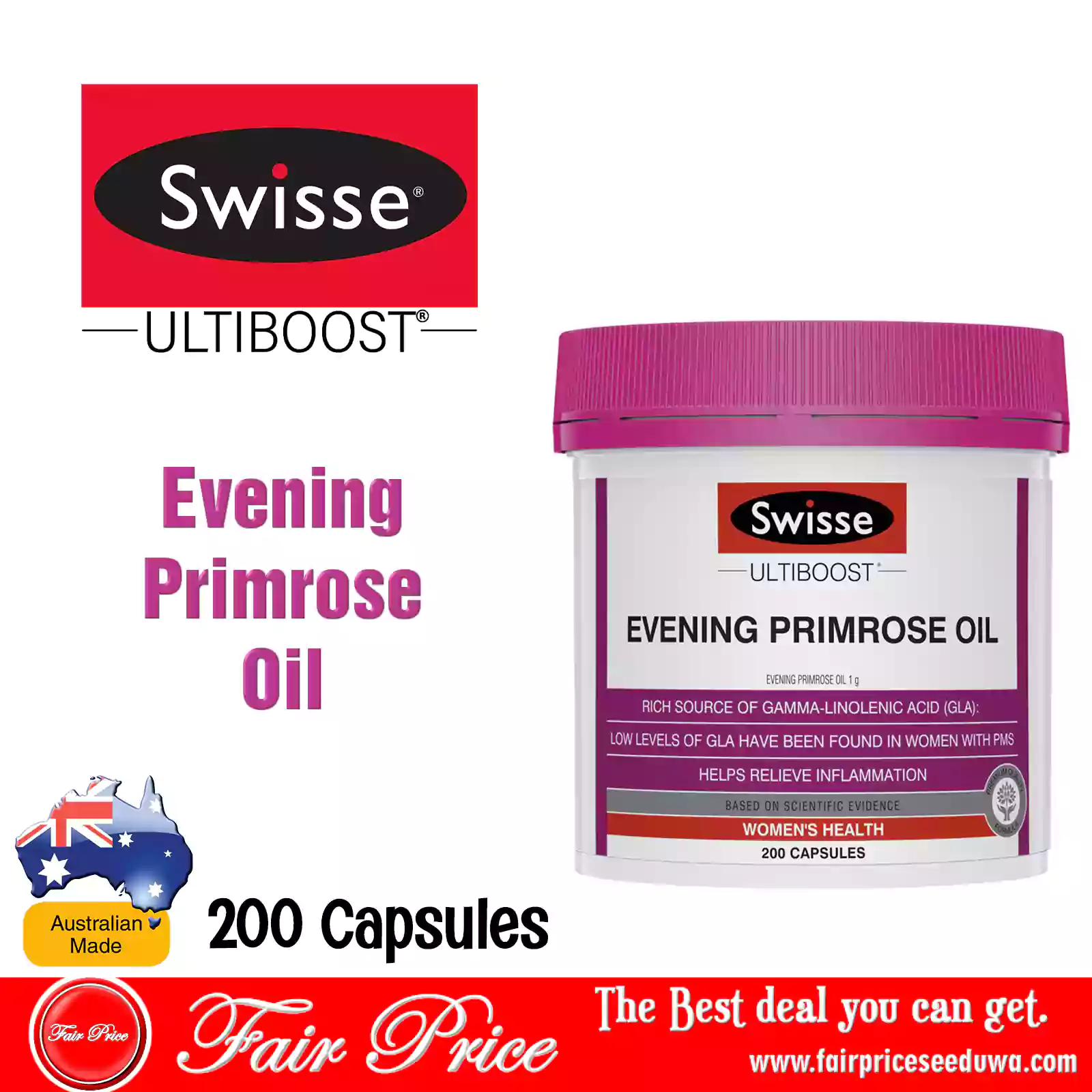 Swisse Ultiboost Evening Primrose Oil 200 Capsules