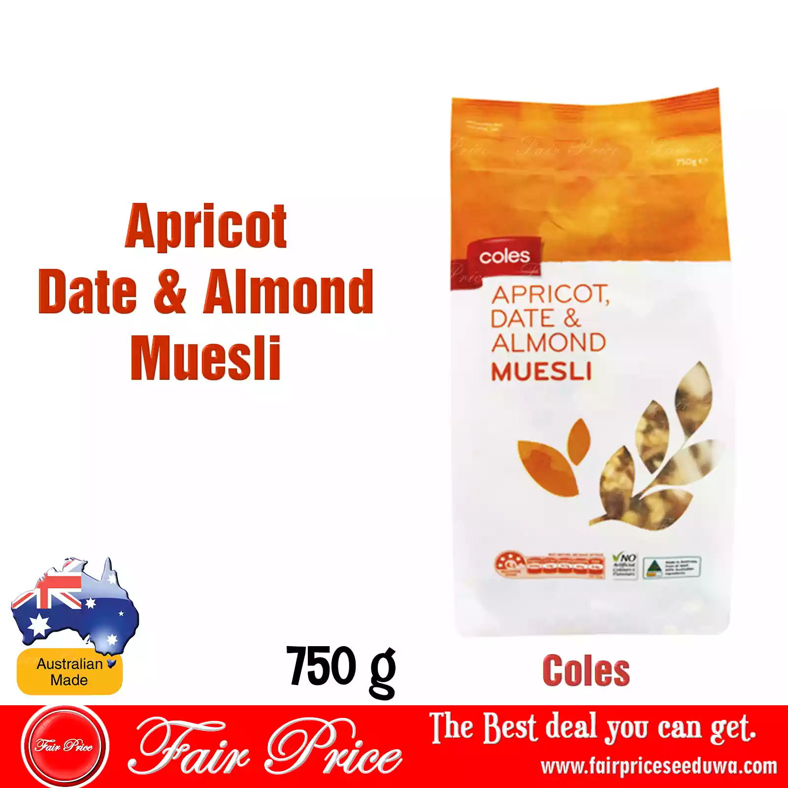 Coles Apricot Date & Almond Muesli 750g