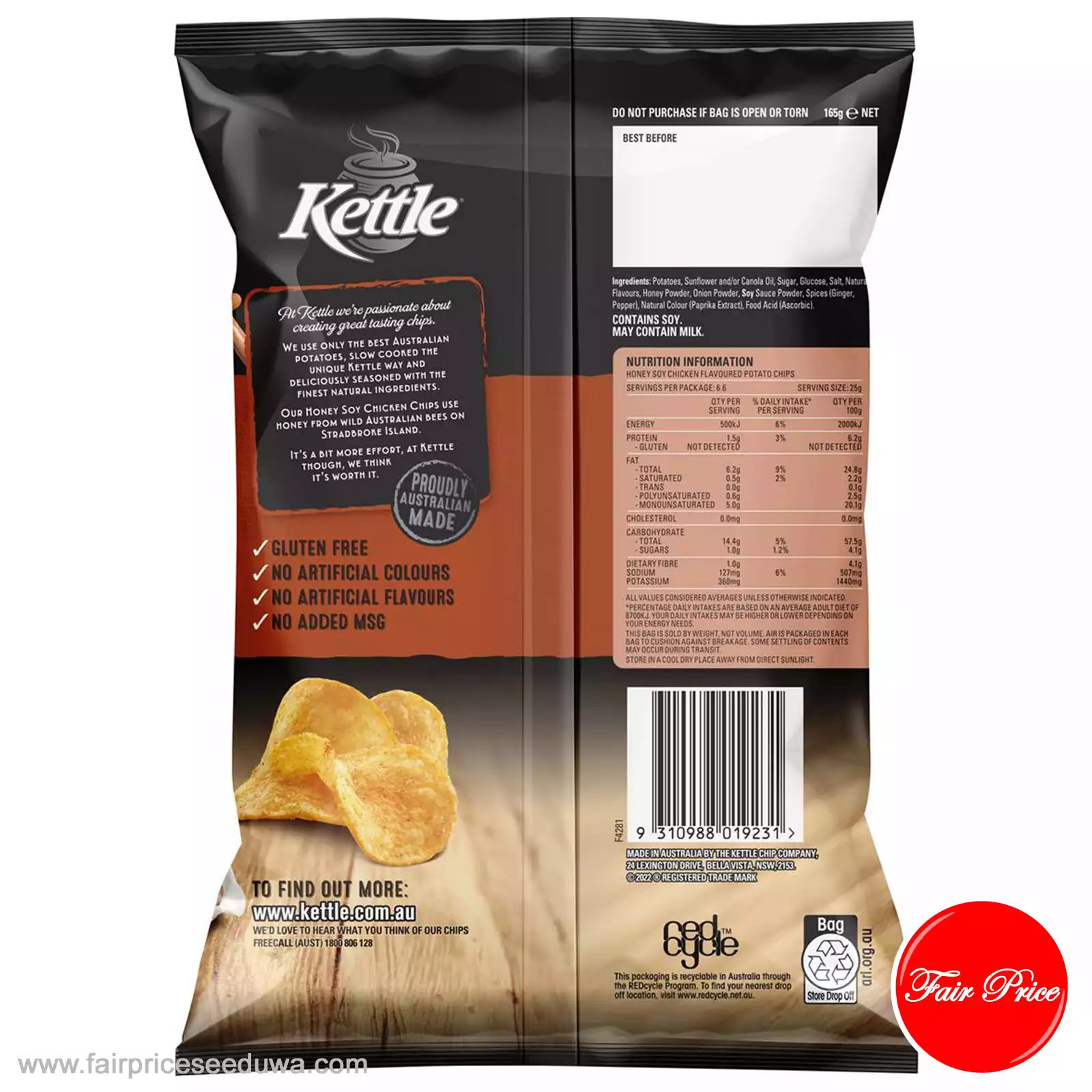 Kettle Honey Soy Chicken Chips Potato Chips 165g - Image 3