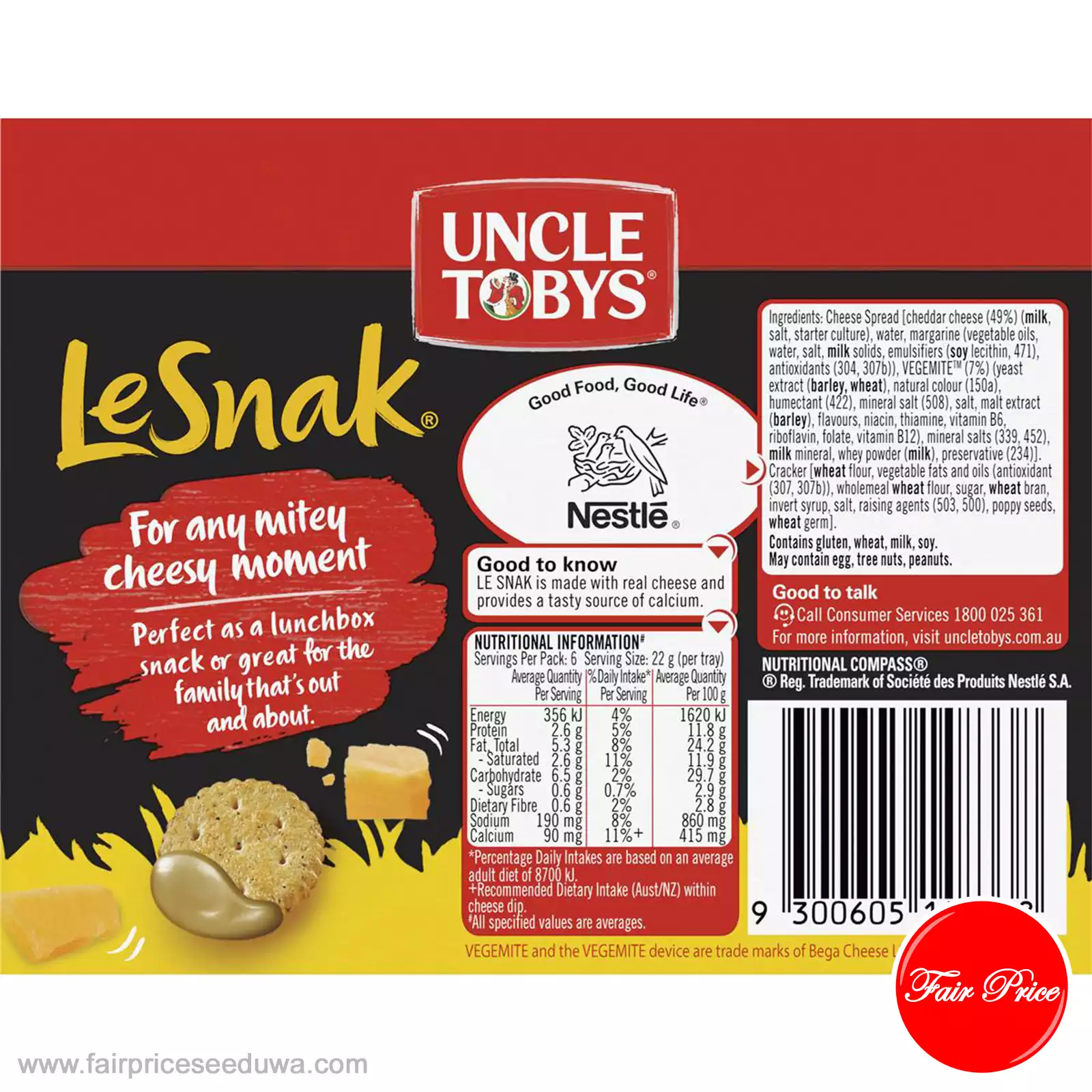 Uncle Tobys Le Snak Vegemite 6 Pack - Image 4