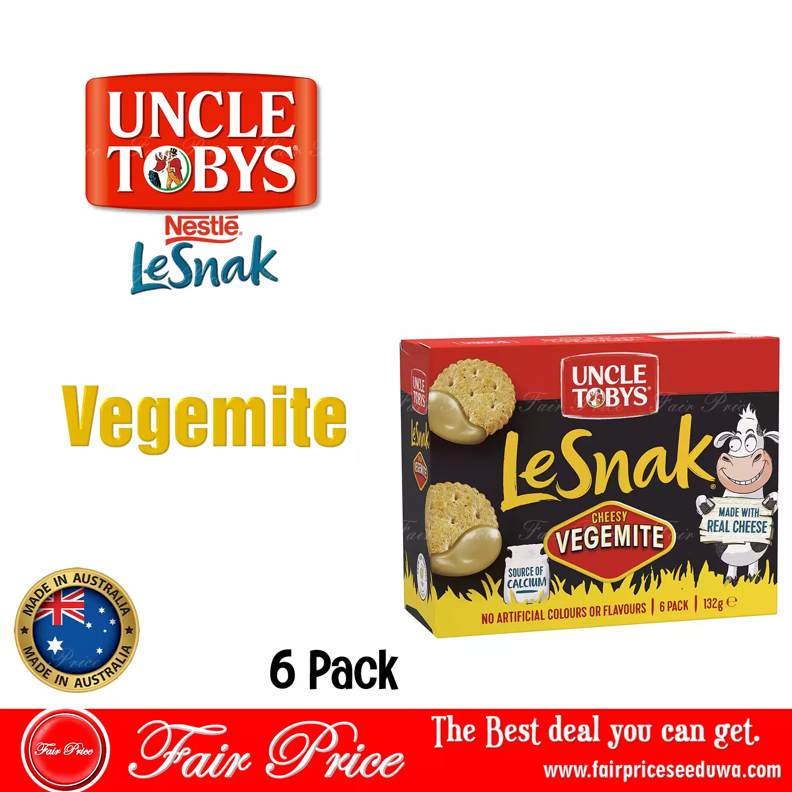 Uncle Tobys Le Snak Vegemite 6 Pack