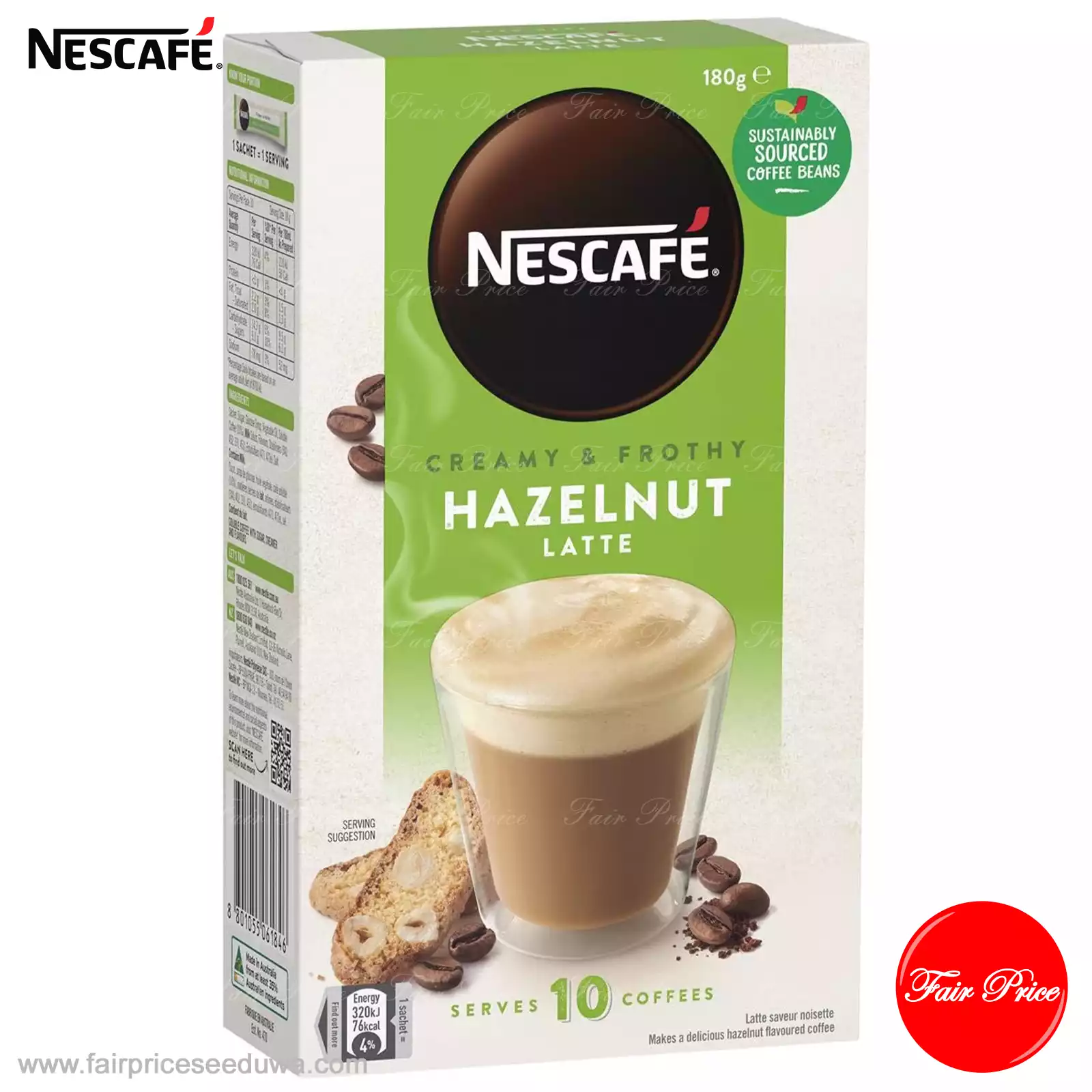 Nescafe Hazelnut Latte Coffee Sachets 10 Pack - Image 2