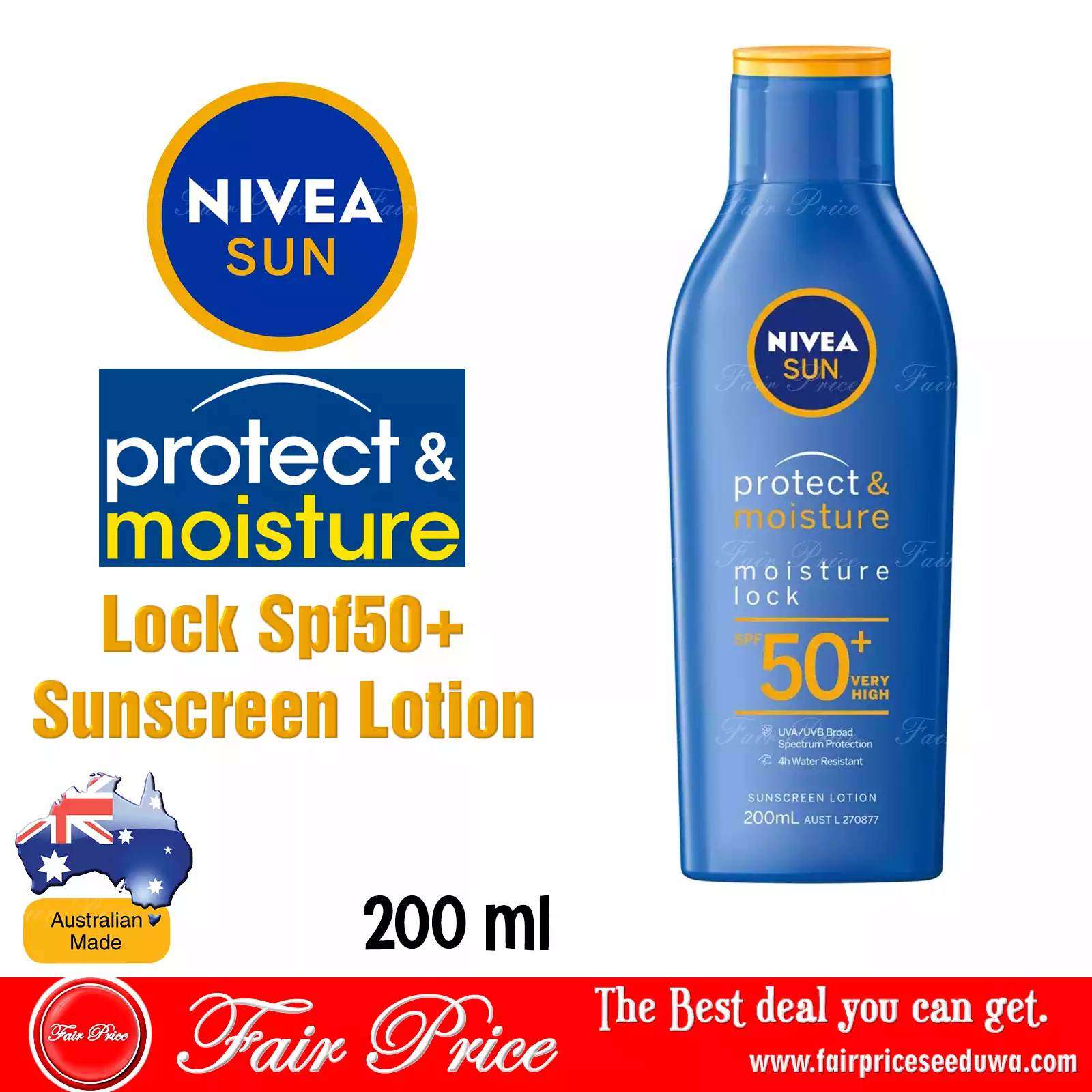 Nivea Sun Protect & Moisture Lock Spf50+ Sunscreen 200ml