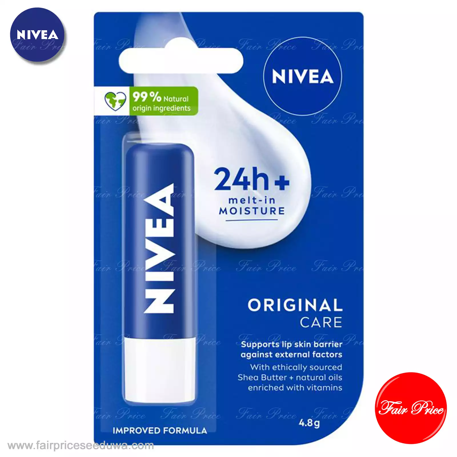 NIVEA Original Care Moisturising Lip Balm 4.8g - Image 2