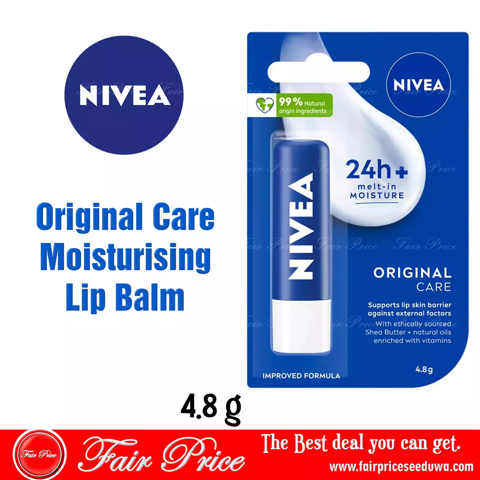 NIVEA Original Care Moisturising Lip Balm 4.8g
