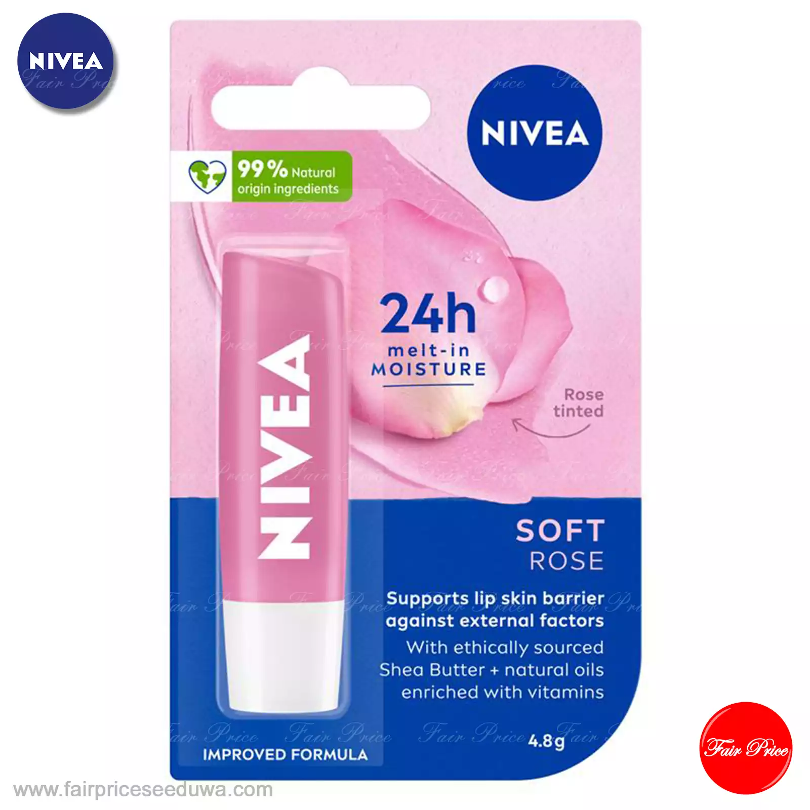NIVEA Soft Rose Moisturising Lip Balm 4.8g - Image 2