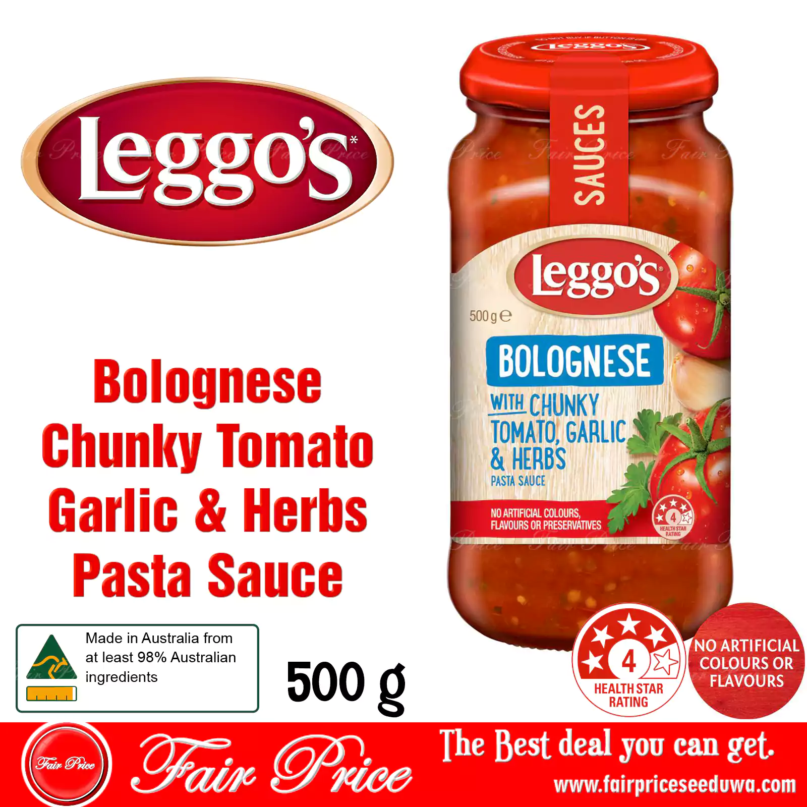 Leggo's Bolognese - Chunky Tomato Garlic & Herbs Pasta Sauce 500g