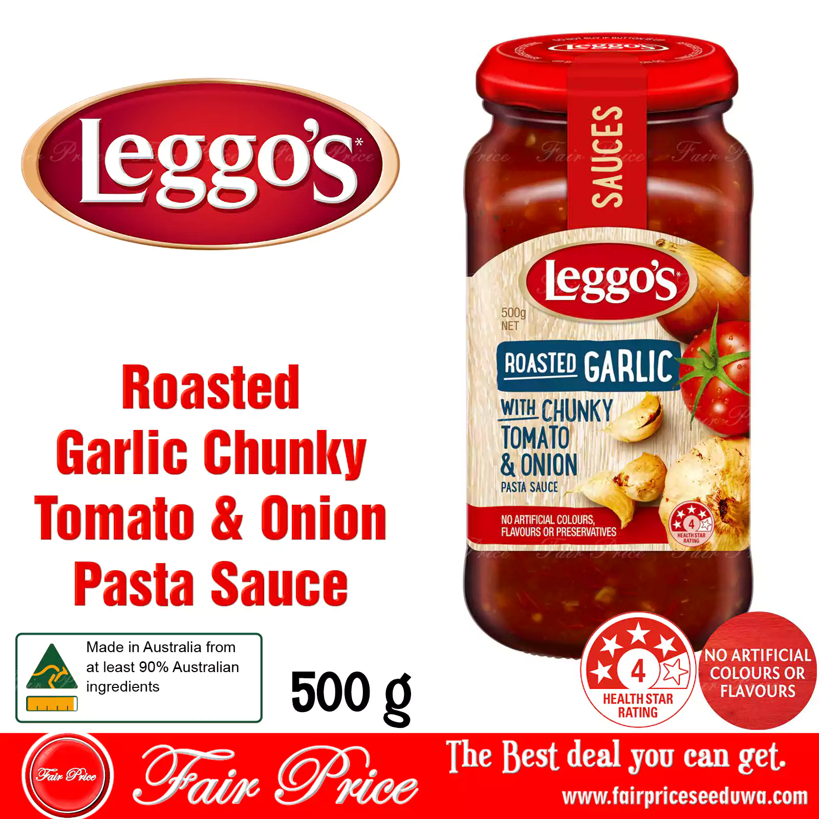 Leggo's Roasted Garlic Chunky Tomato & Onion Pasta Sauce 500g