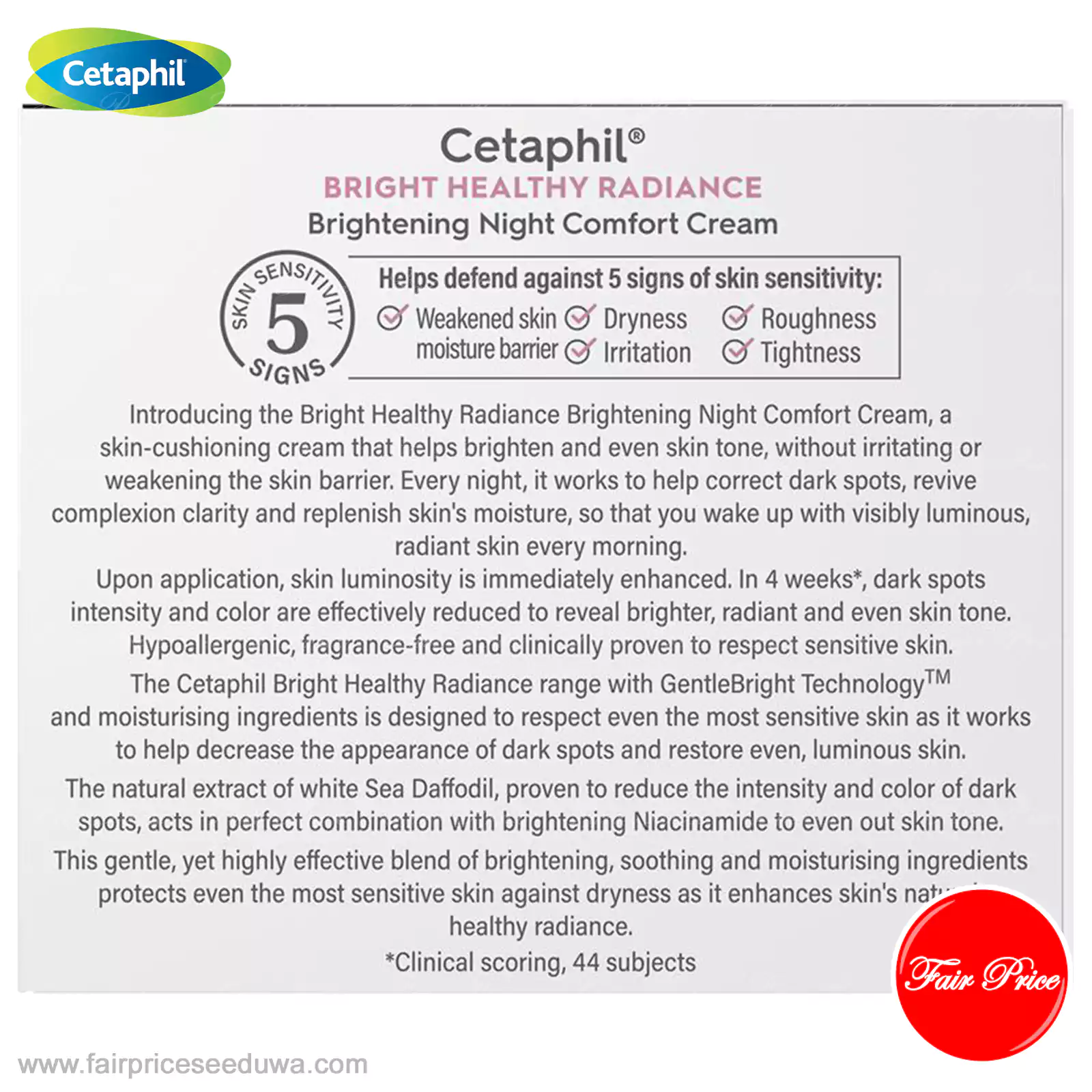 Cetaphil Bright Healthy Radiance Brightening Night Comfort Cream 50g - Image 6