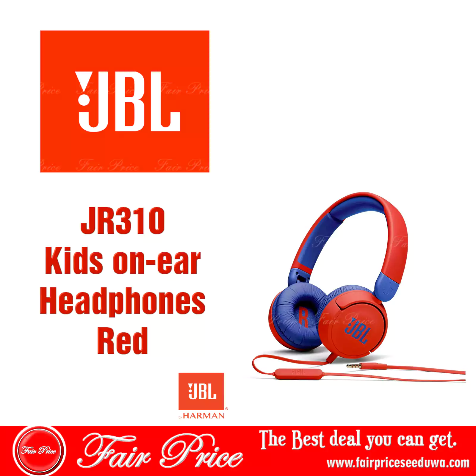 JBL JR310 Kids on-ear Headphones – Red