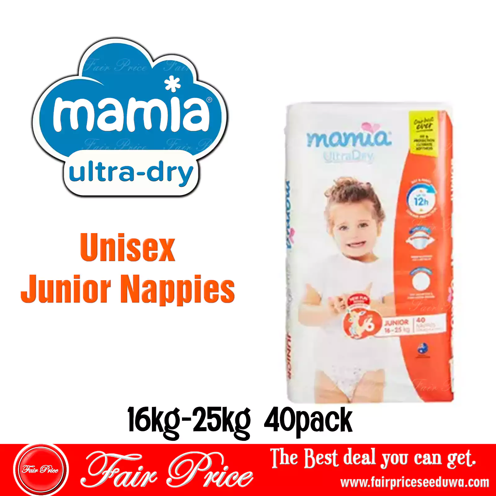 MAMIA Unisex Junior Nappies 16kg-25kg 40 Pack
