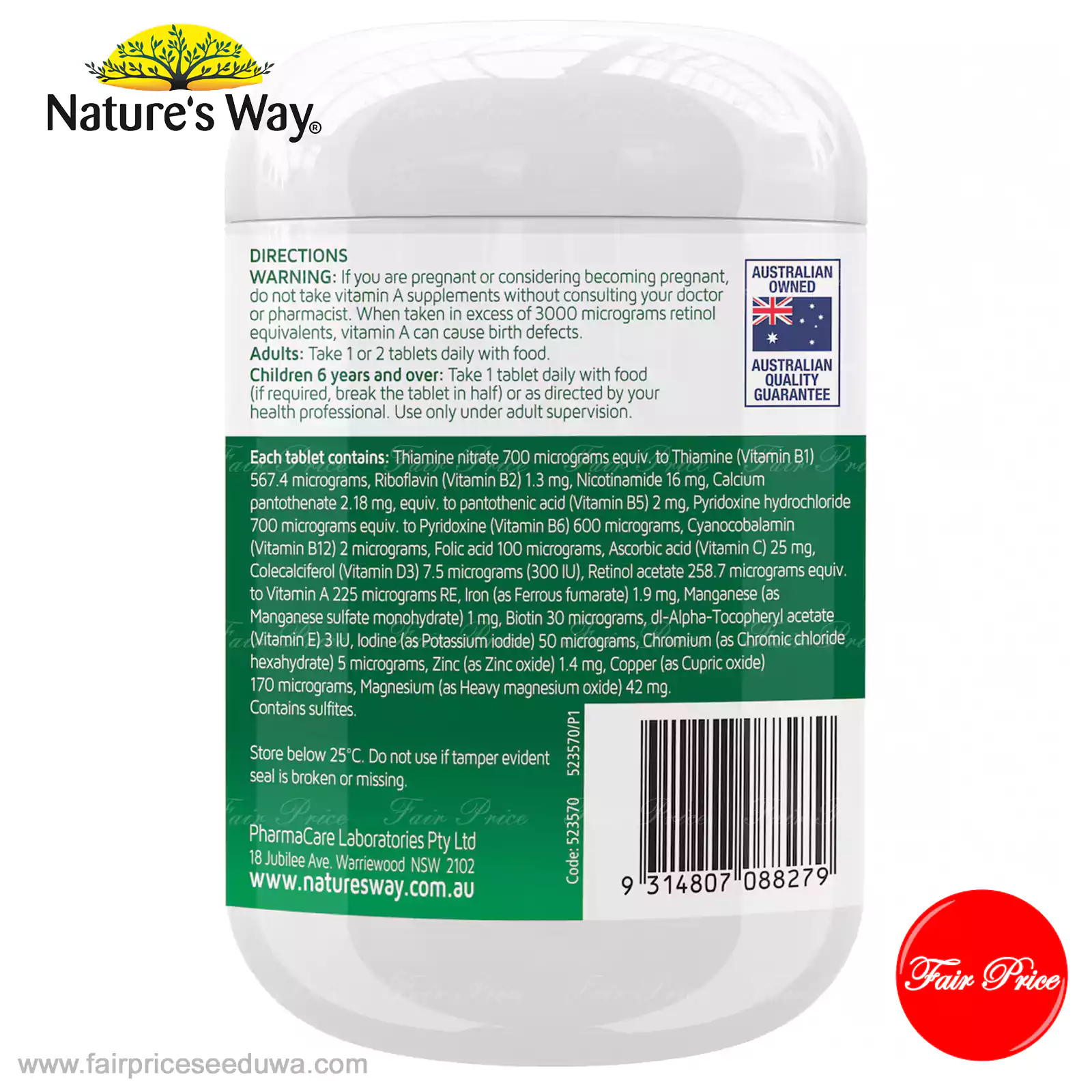 Nature's Way Daily Multivitamin With Antioxidants Coated Tablets 250 Pack - Image 4