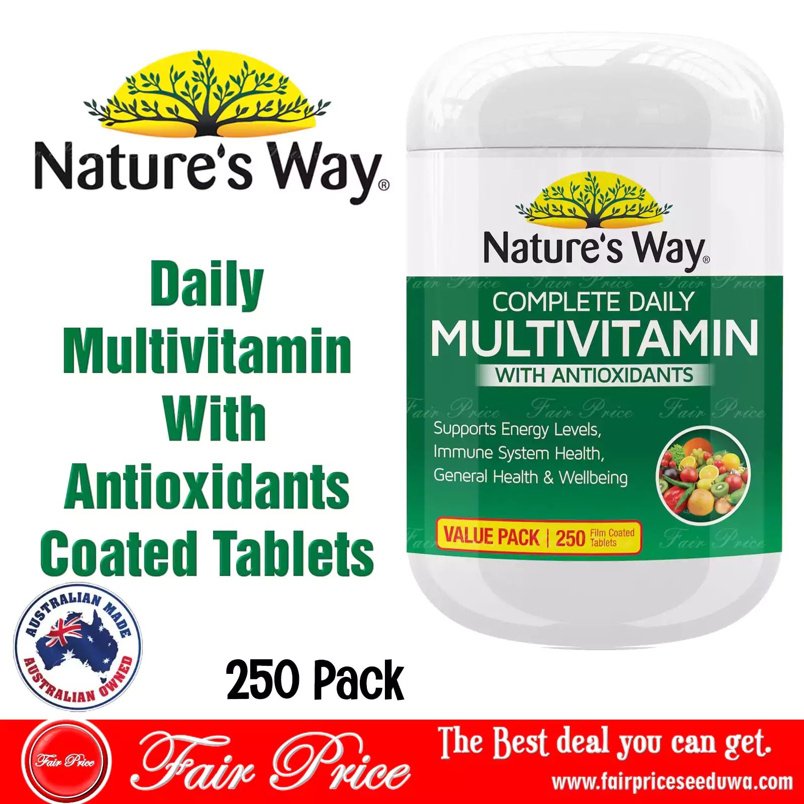 Nature's Way Daily Multivitamin With Antioxidants Coated Tablets 250 Pack