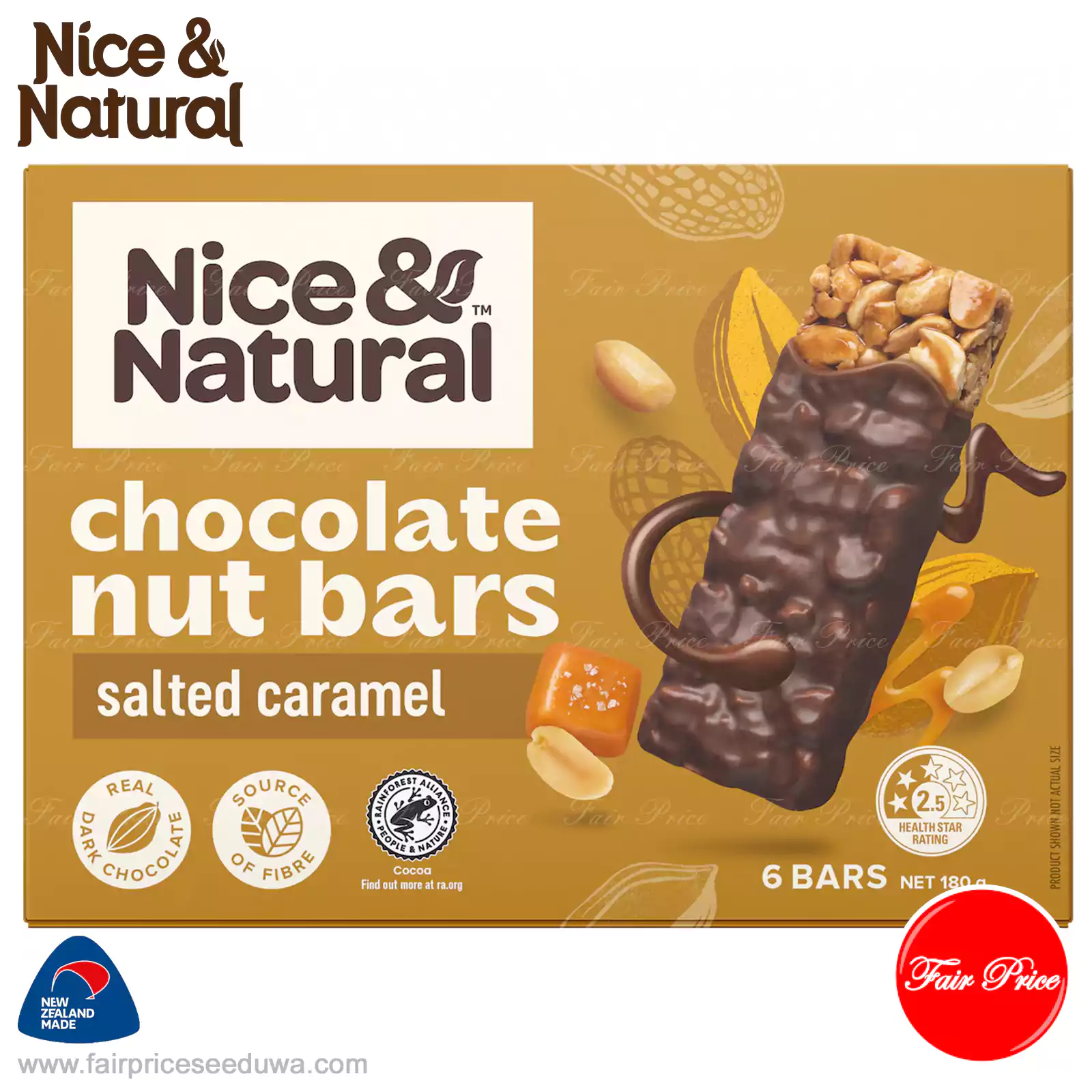 Nice & Natural Chocolate Nut Bars Salted Caramel 6 Pack - Image 3