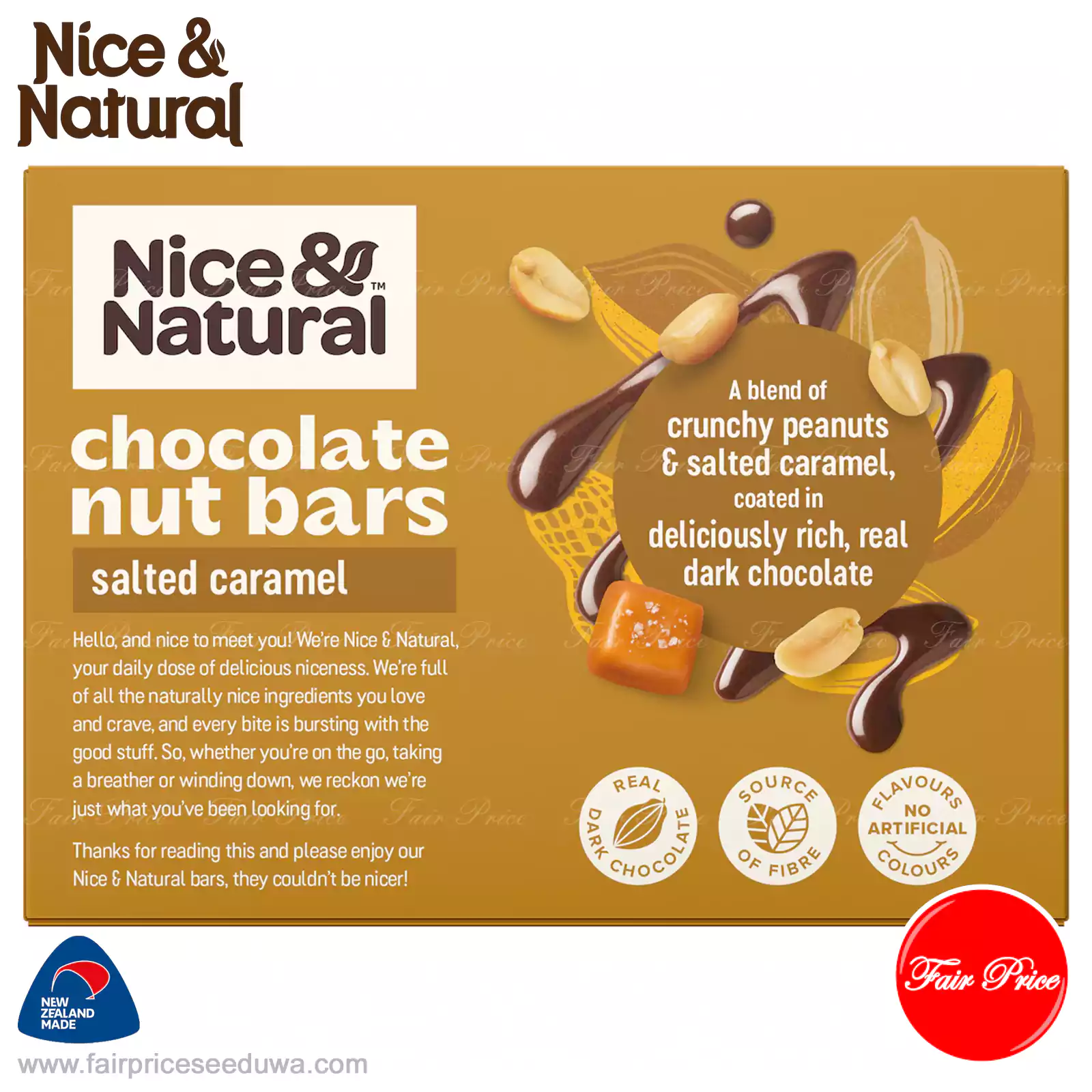 Nice & Natural Chocolate Nut Bars Salted Caramel 6 Pack - Image 4