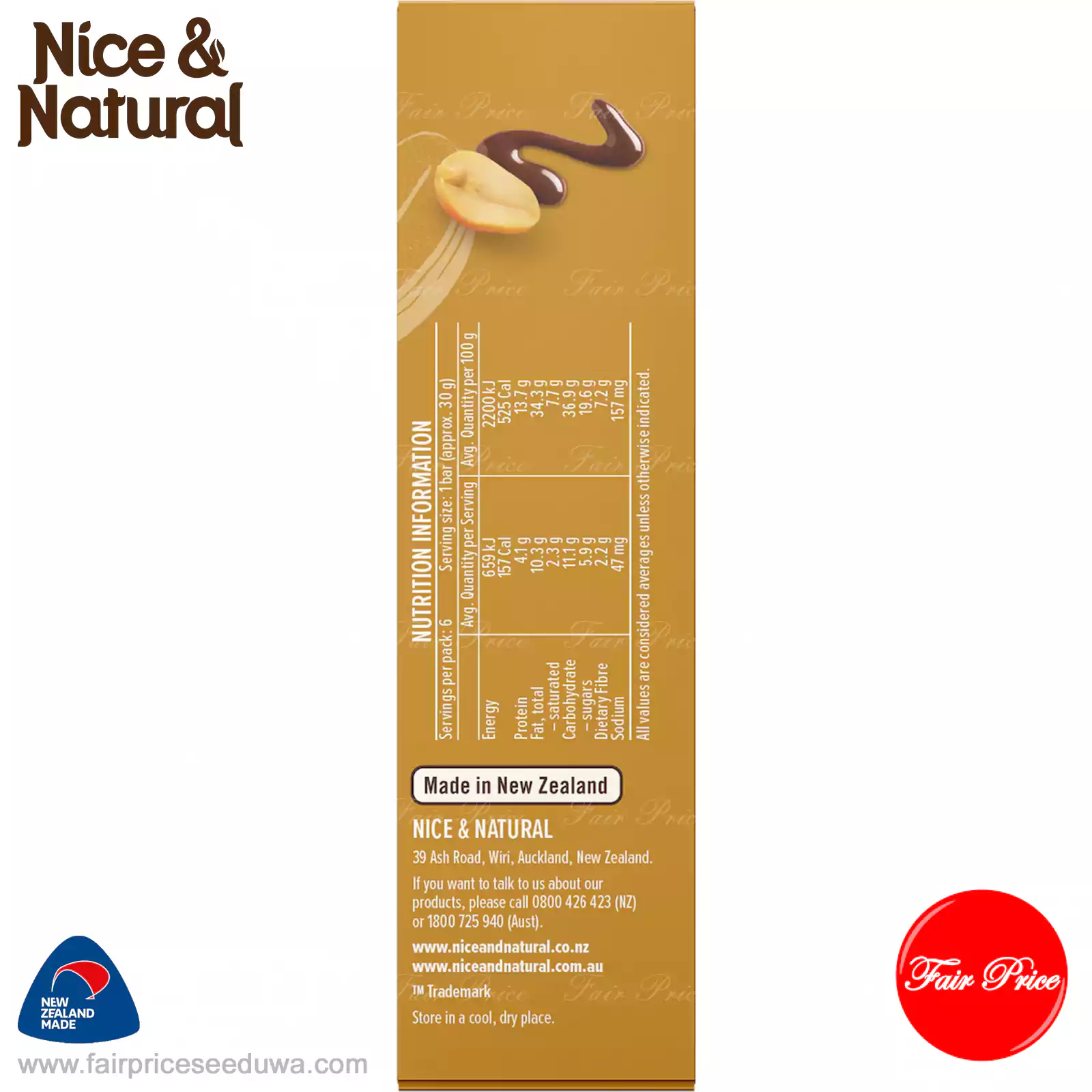 Nice & Natural Chocolate Nut Bars Salted Caramel 6 Pack - Image 6