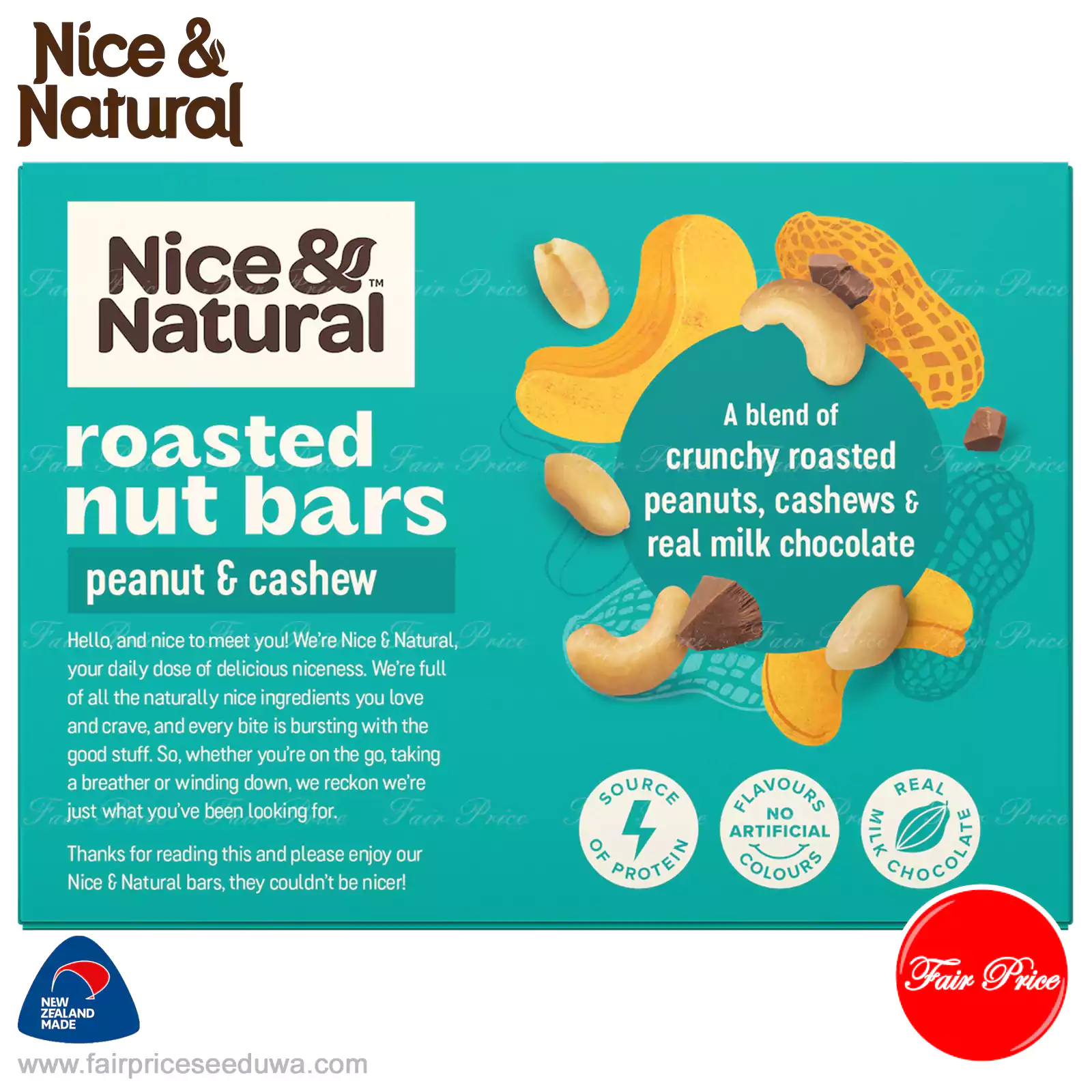 Nice & Natural Roasted Nut Bars Cashew & Peanut 6 Pack 192g - Image 3