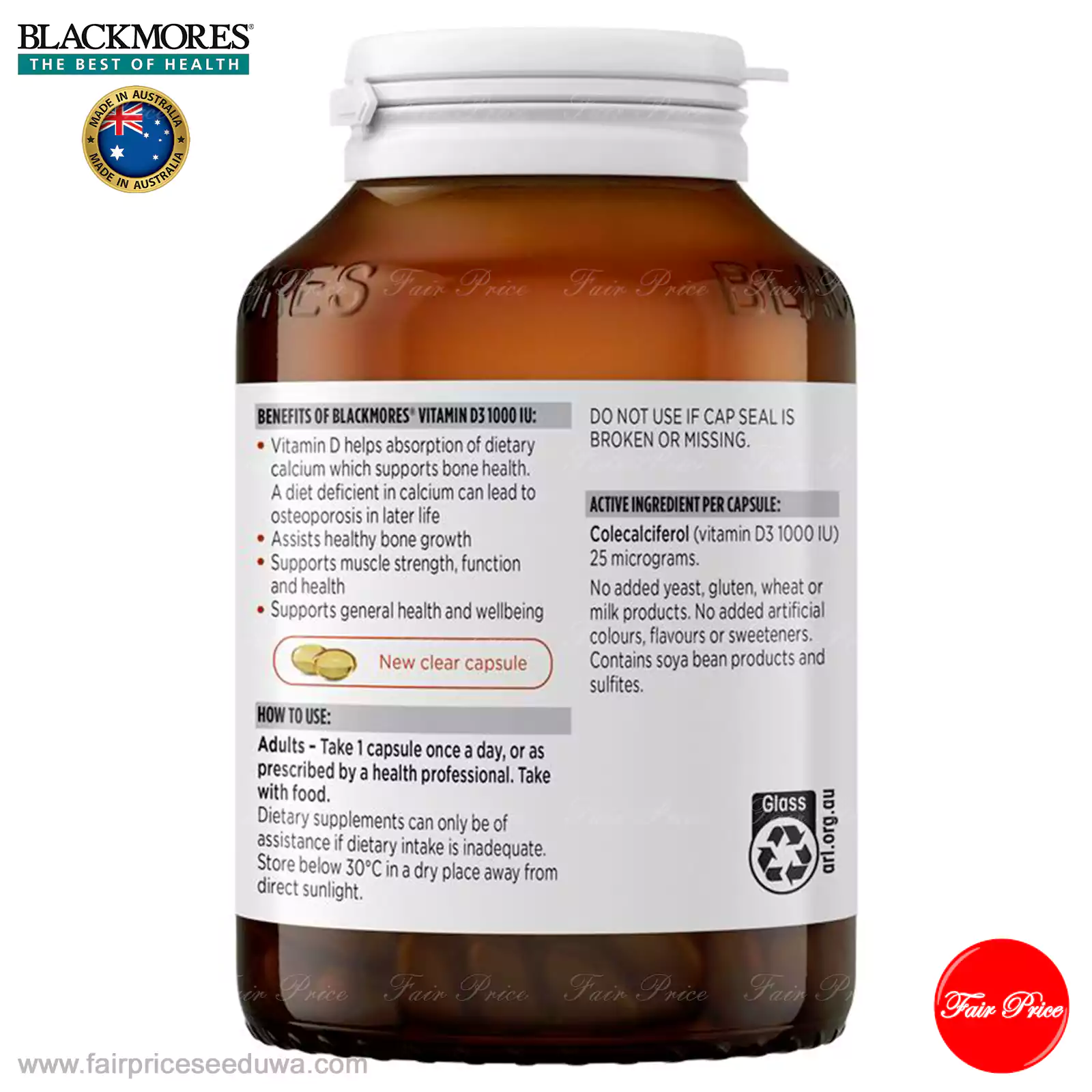 Blackmores Vitamin D3 1000IU 300 Capsules - Image 3