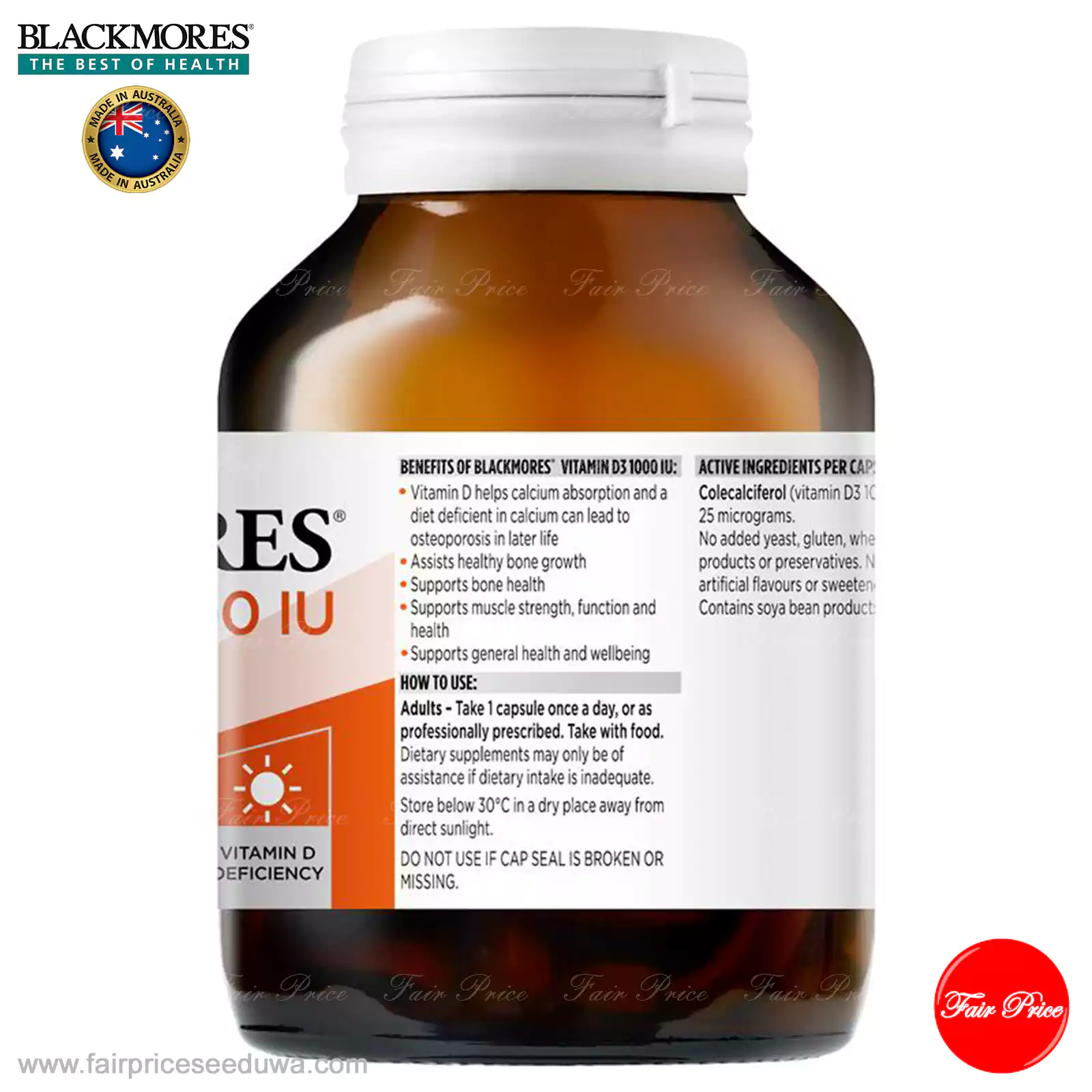 Blackmores Vitamin D3 1000IU 300 Capsules - Image 5