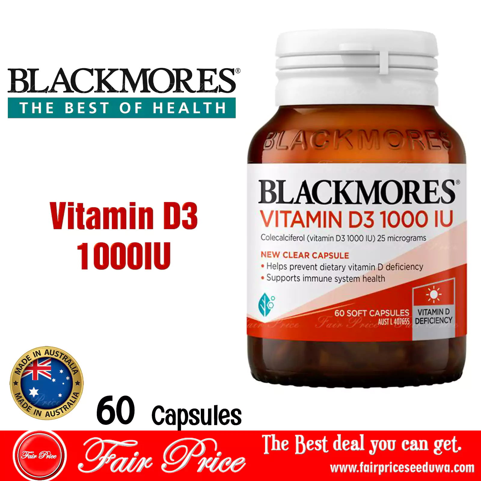 Blackmores Vitamin D3 1000IU 60 Capsules