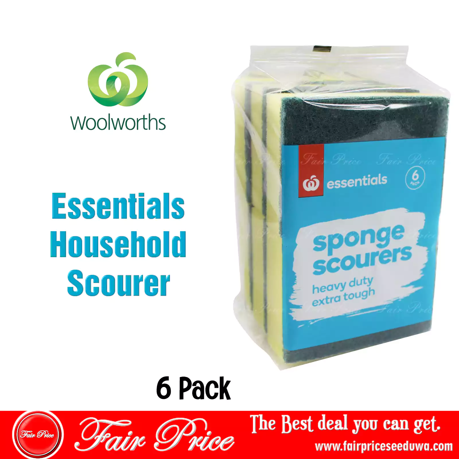 Essentials Sponge Scourer 6 Pack