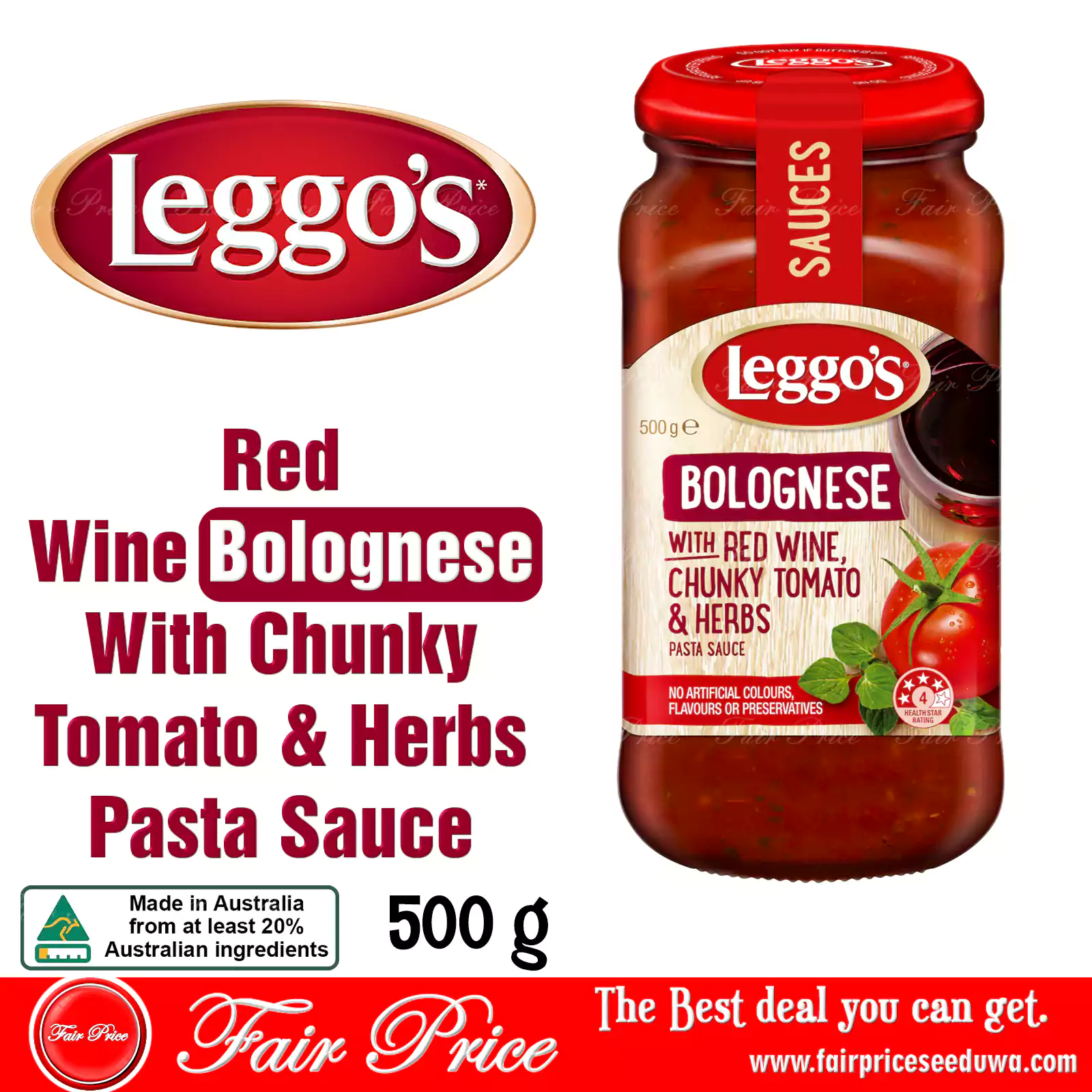 Leggos Red Wine Bolognese With Chunky Tomato & Herbs Pasta Sauce 500g