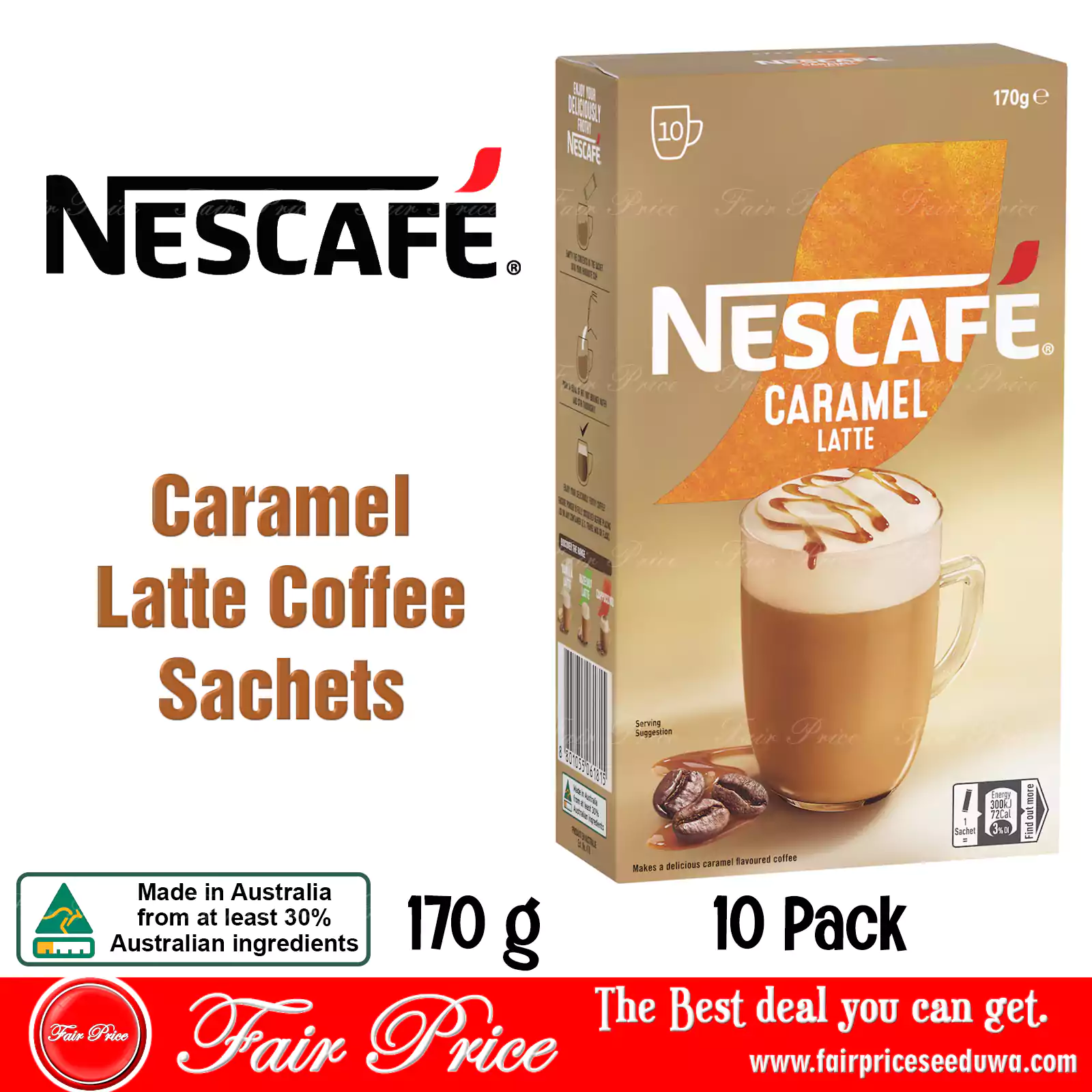 Nescafe Caramel Latte Coffee Sachets 10 Packs