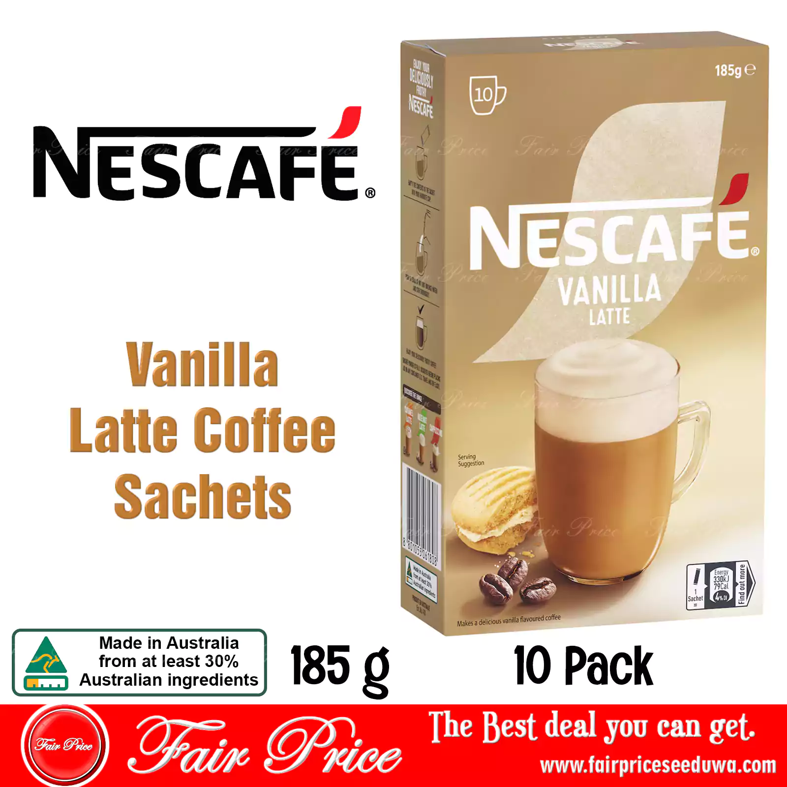 Nescafe Vanilla Latte Coffee Sachets 10 Pack