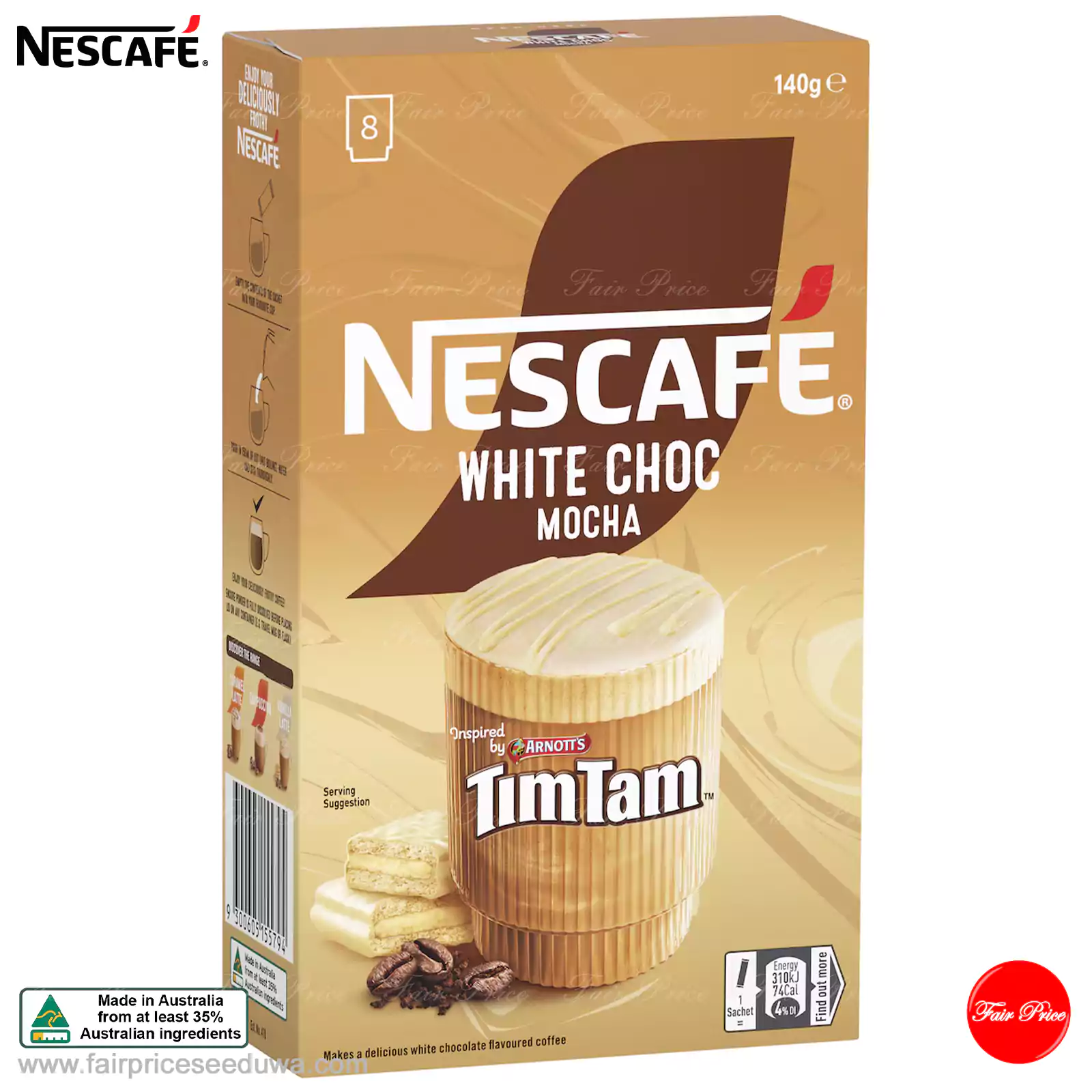 Nescafe White Chocolate Mocha Tim Tam Coffee Sachets 8 pack - Image 2