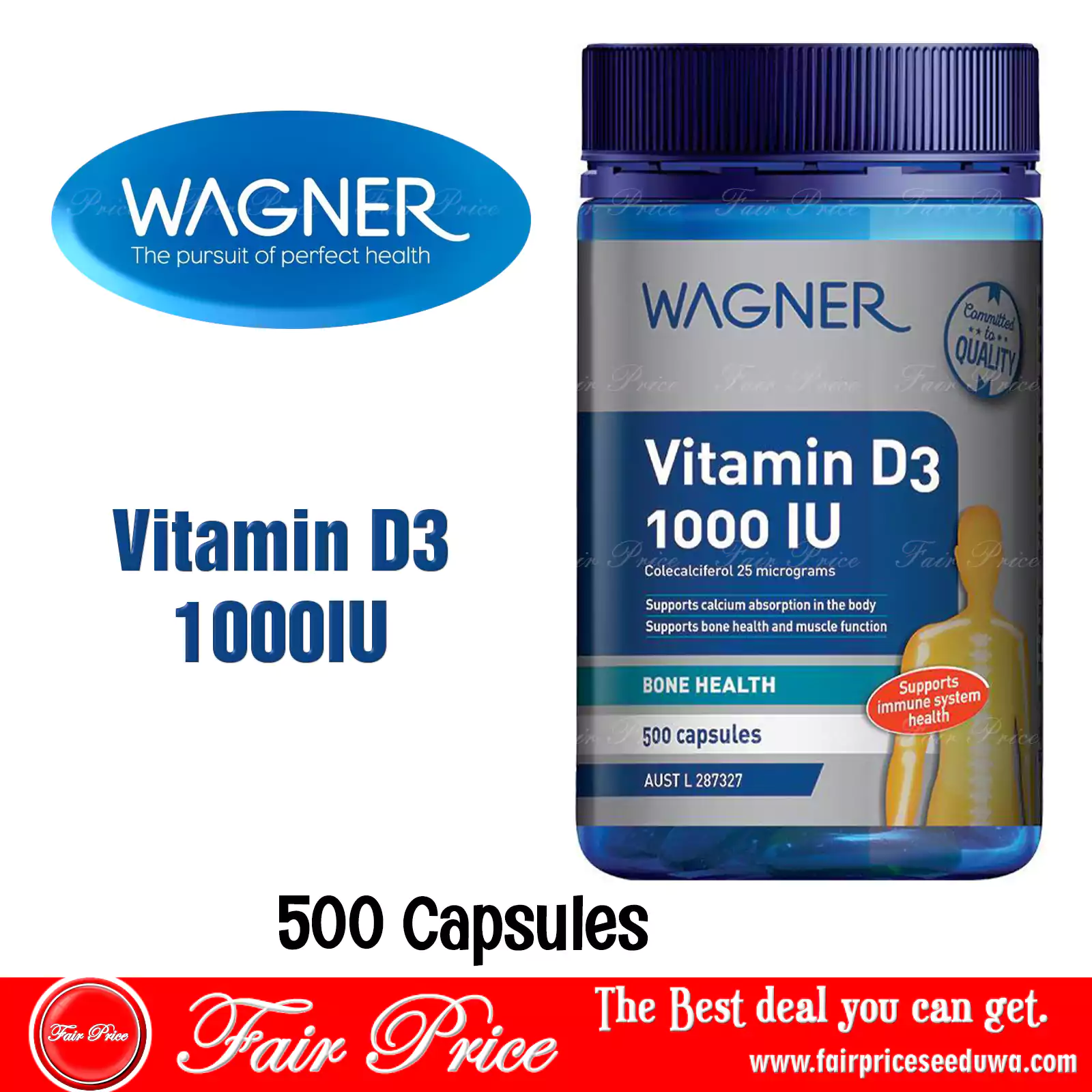 Wagner Vitamin D3 1000IU 500 Capsules