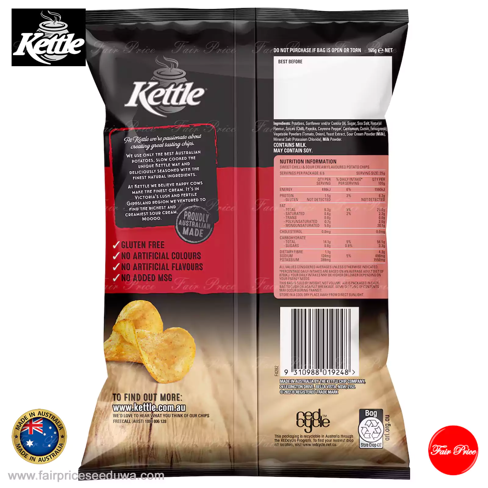 Kettle Sweet Chilli & Sour Cream Potato Chips 165g - Image 3