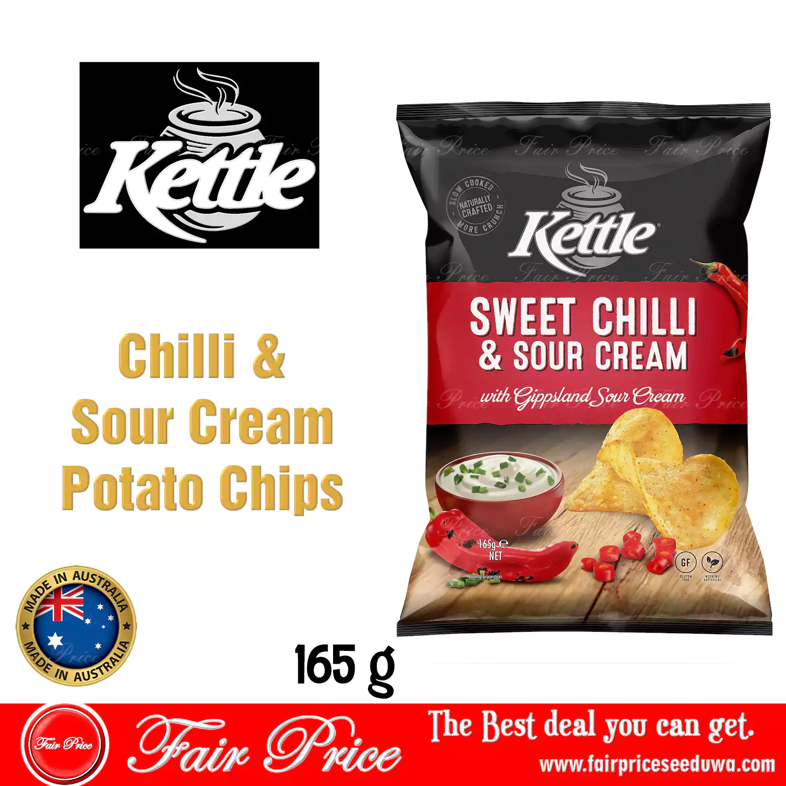 Kettle Sweet Chilli & Sour Cream Potato Chips 165g