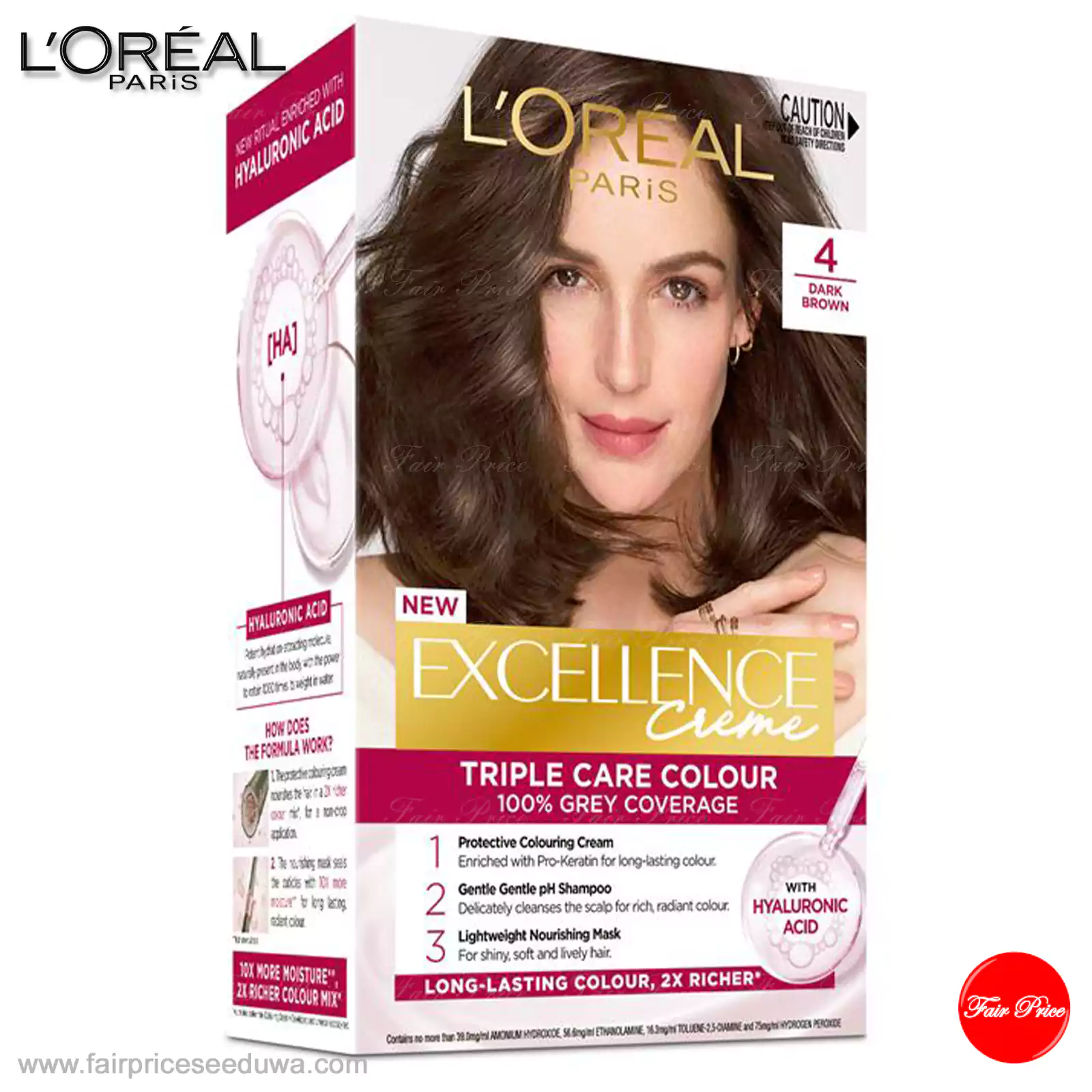 Loreal Excellence Creme 4 Dark Brown Hair Colour - Image 2