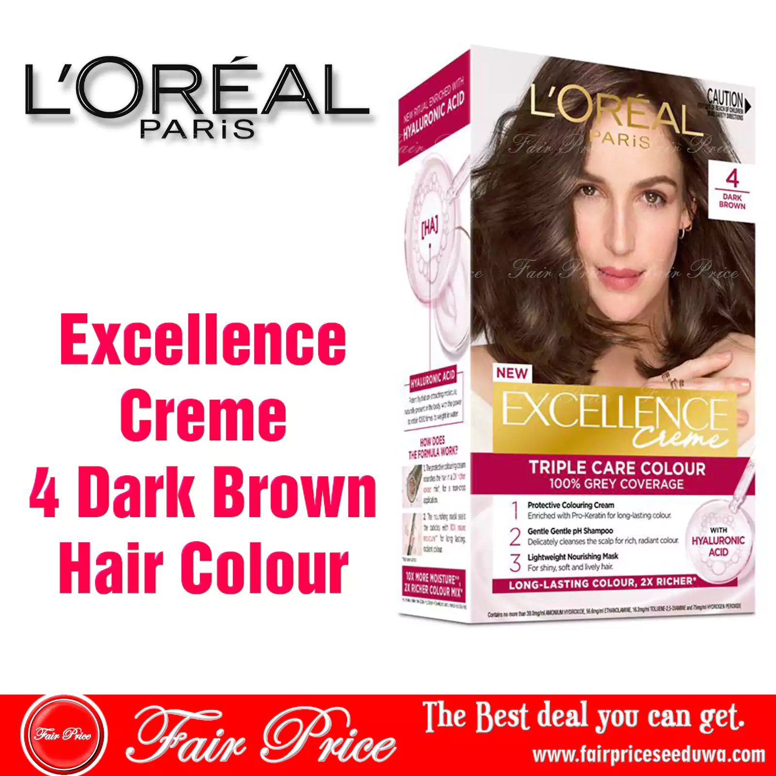 Loreal Excellence Creme 4 Dark Brown Hair Colour