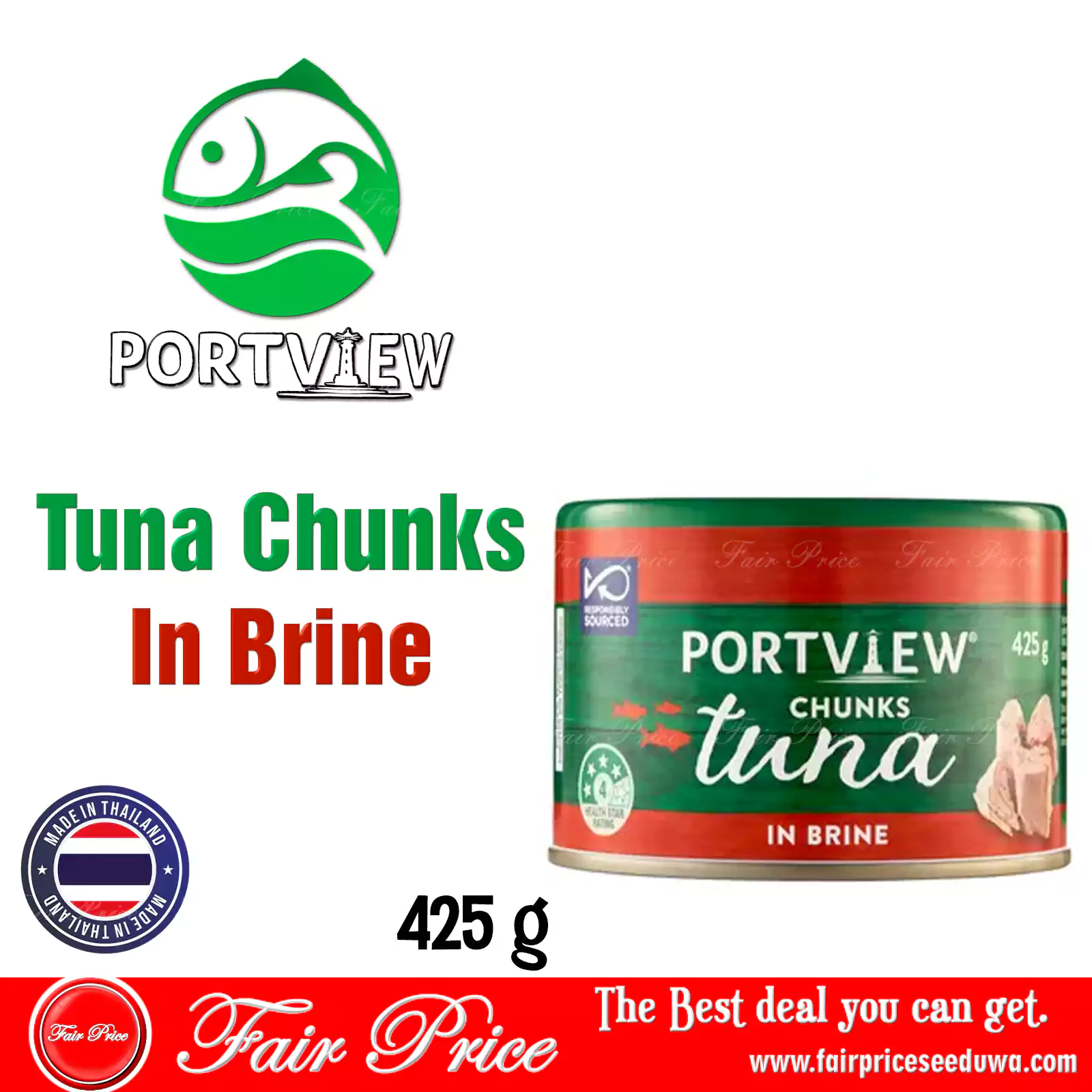 Portview Tuna Chunks In Brine 425g