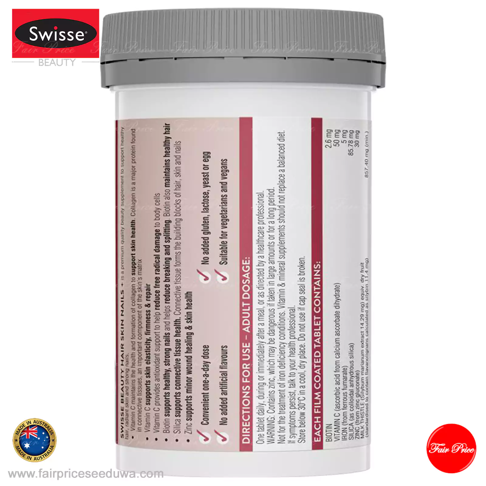 Swisse Ultiboost Hair Skin Nails+ 100 Tablets - Image 3