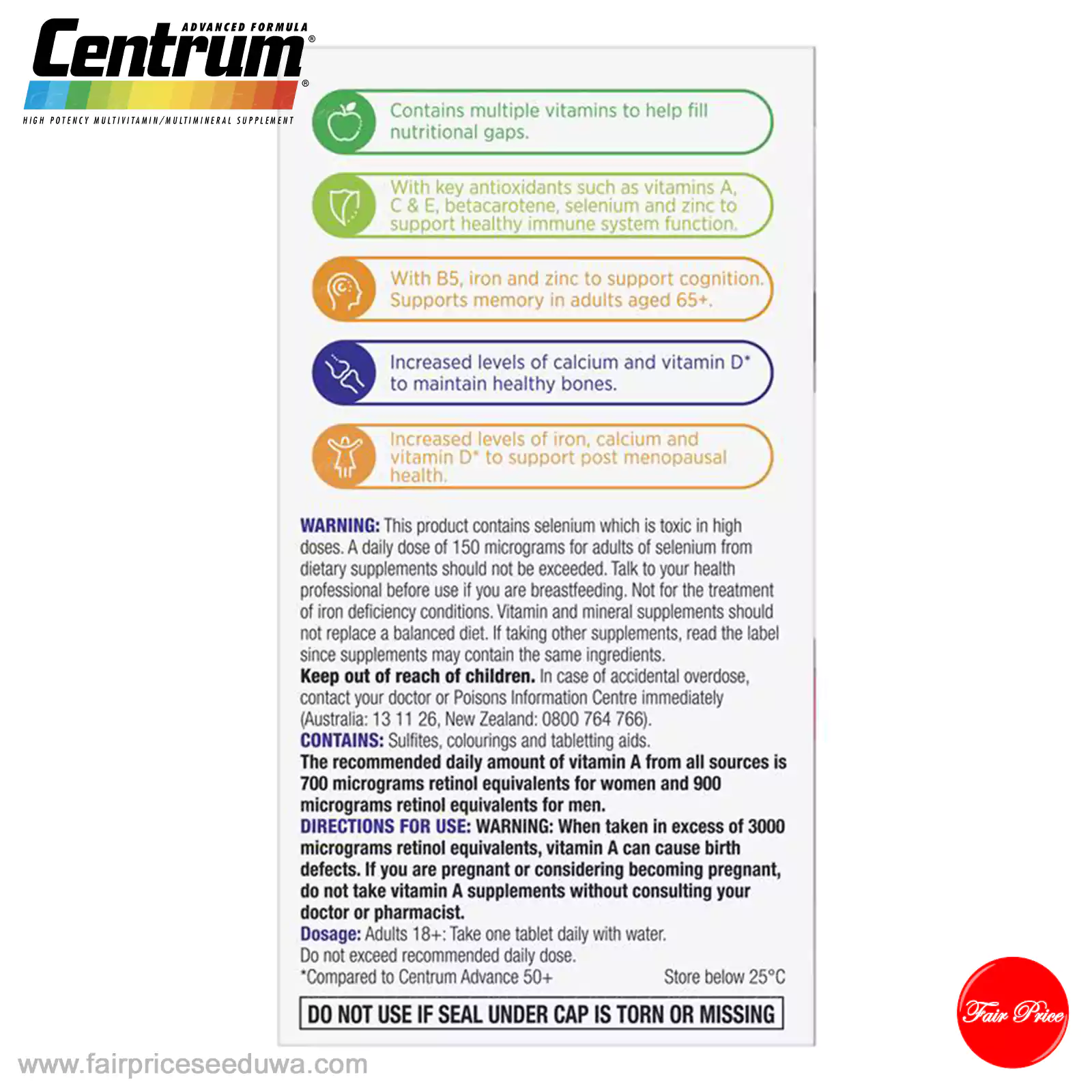 Centrum For Women 50+ 90 Tablets Exclusive Size - Image 5