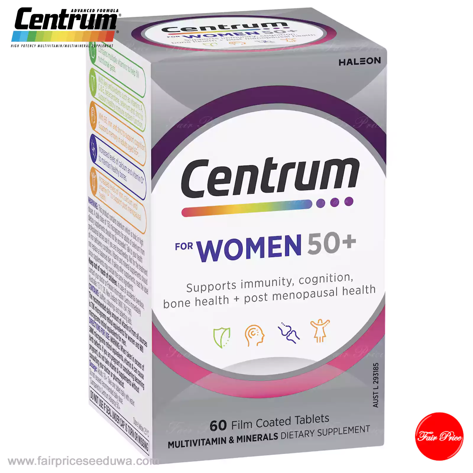 Centrum Women 50+ Daily Multivitamin Supplements 60 Pack - Image 2