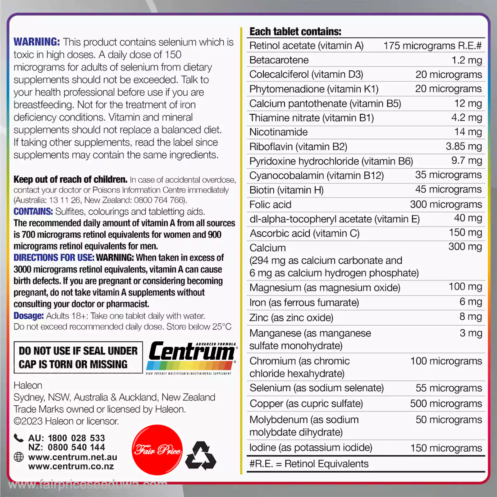 Centrum Women 50+ Daily Multivitamin Supplements 60 Pack - Image 5