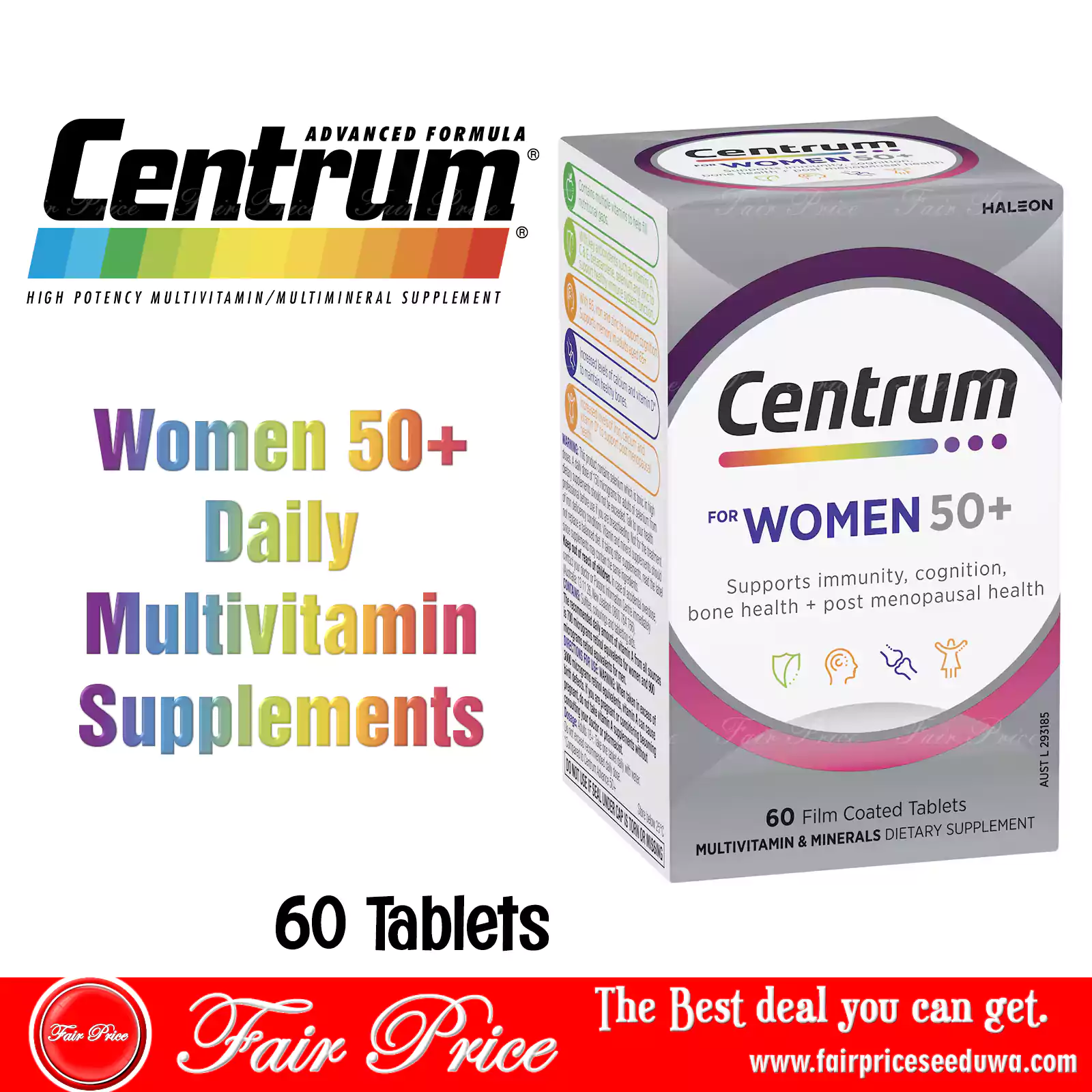 Centrum Women 50+ Daily Multivitamin Supplements 60 Pack