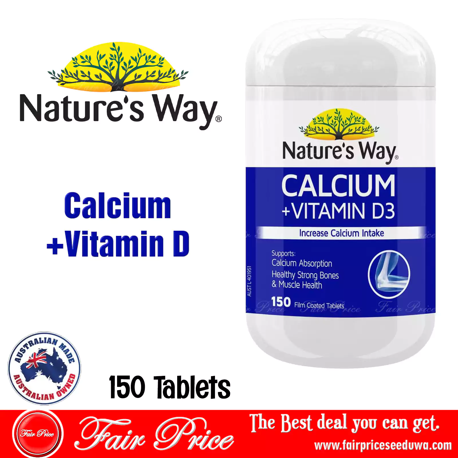 Natures Way Calcium with Vitamin D 150 Tablets