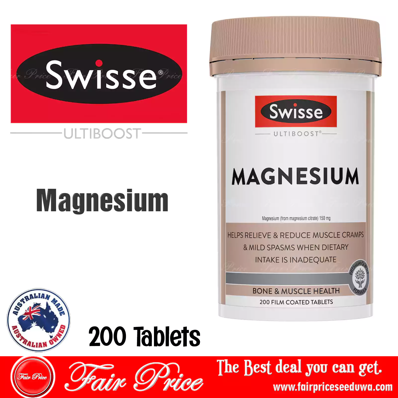 Swisse Ultiboost Magnesium Tablets 200 pack