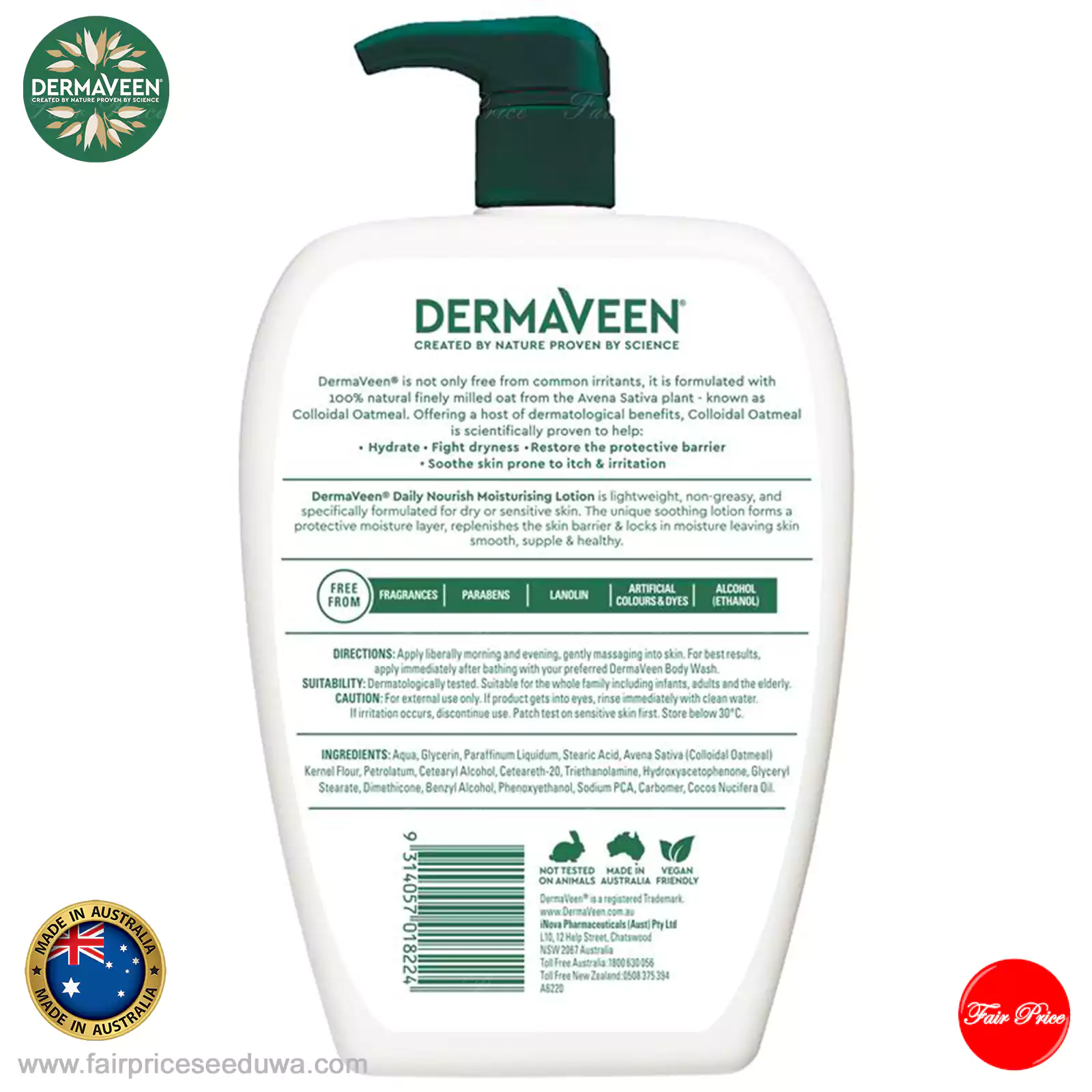 DermaVeen Daily Nourish Moisturising Lotion 1.25 Litre - Image 3