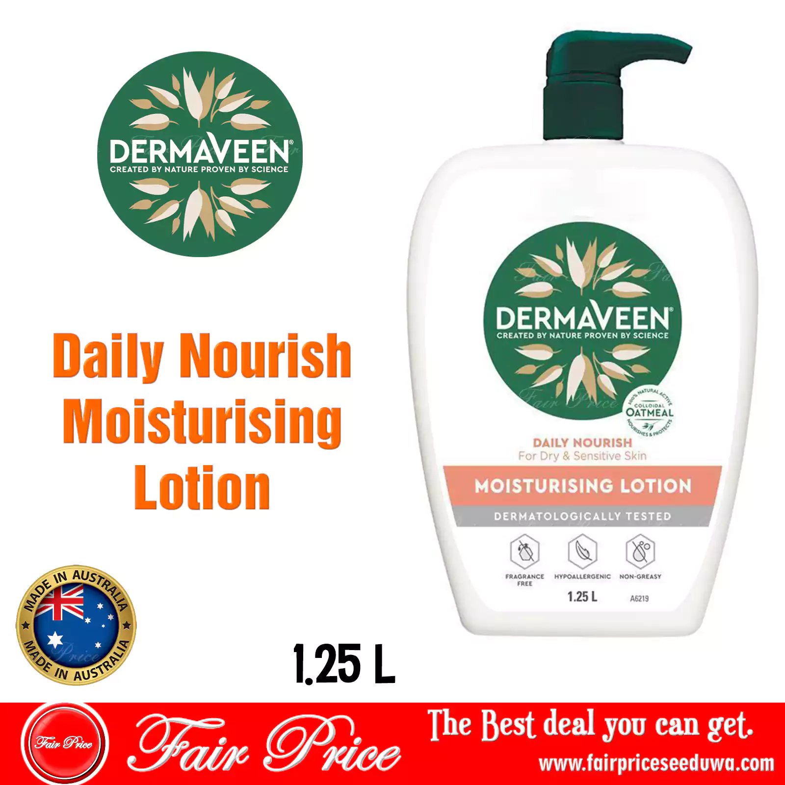 DermaVeen Daily Nourish Moisturising Lotion 1.25 Litre