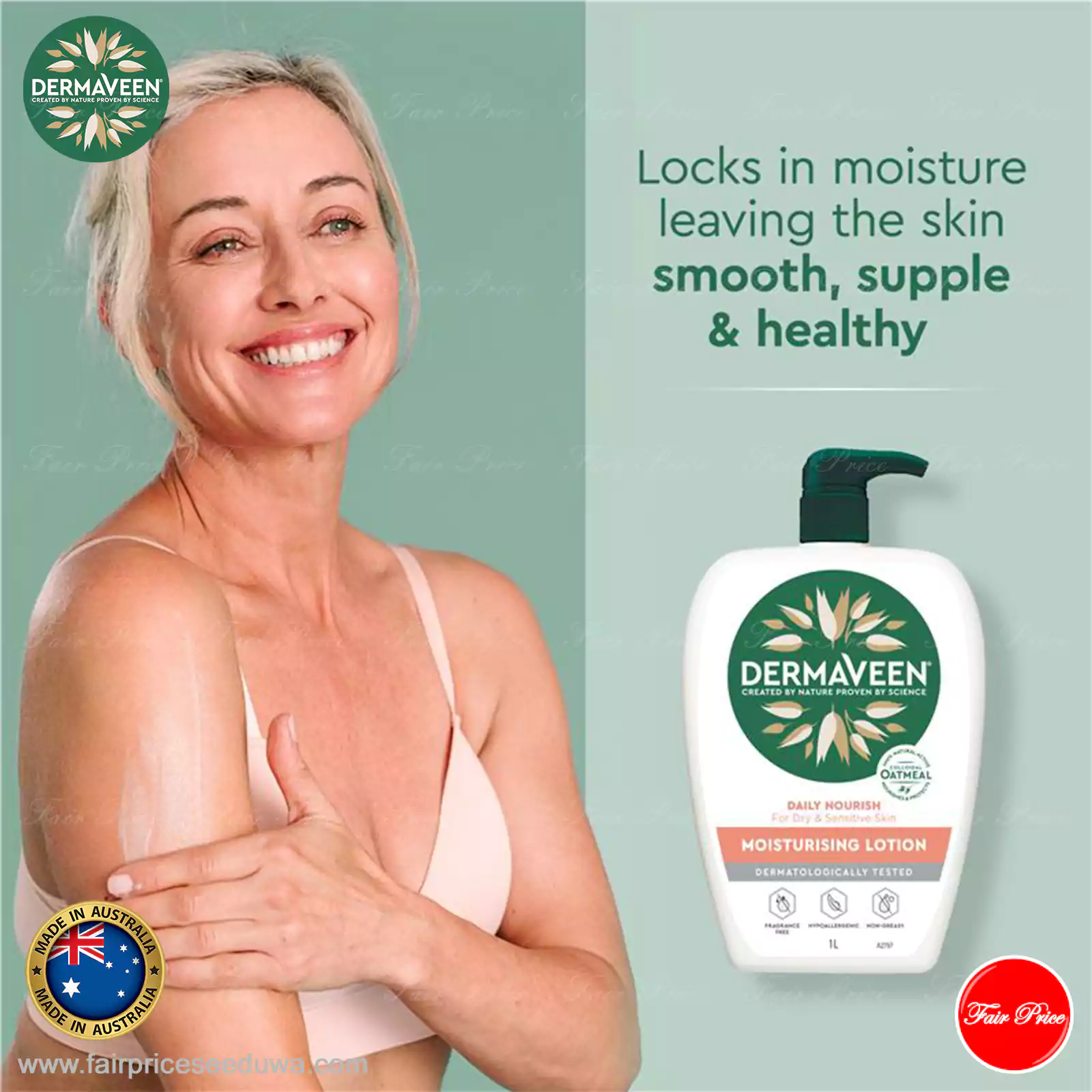 DermaVeen Daily Nourish Moisturising Lotion for Dry & Sensitive Skin 1l - Image 8