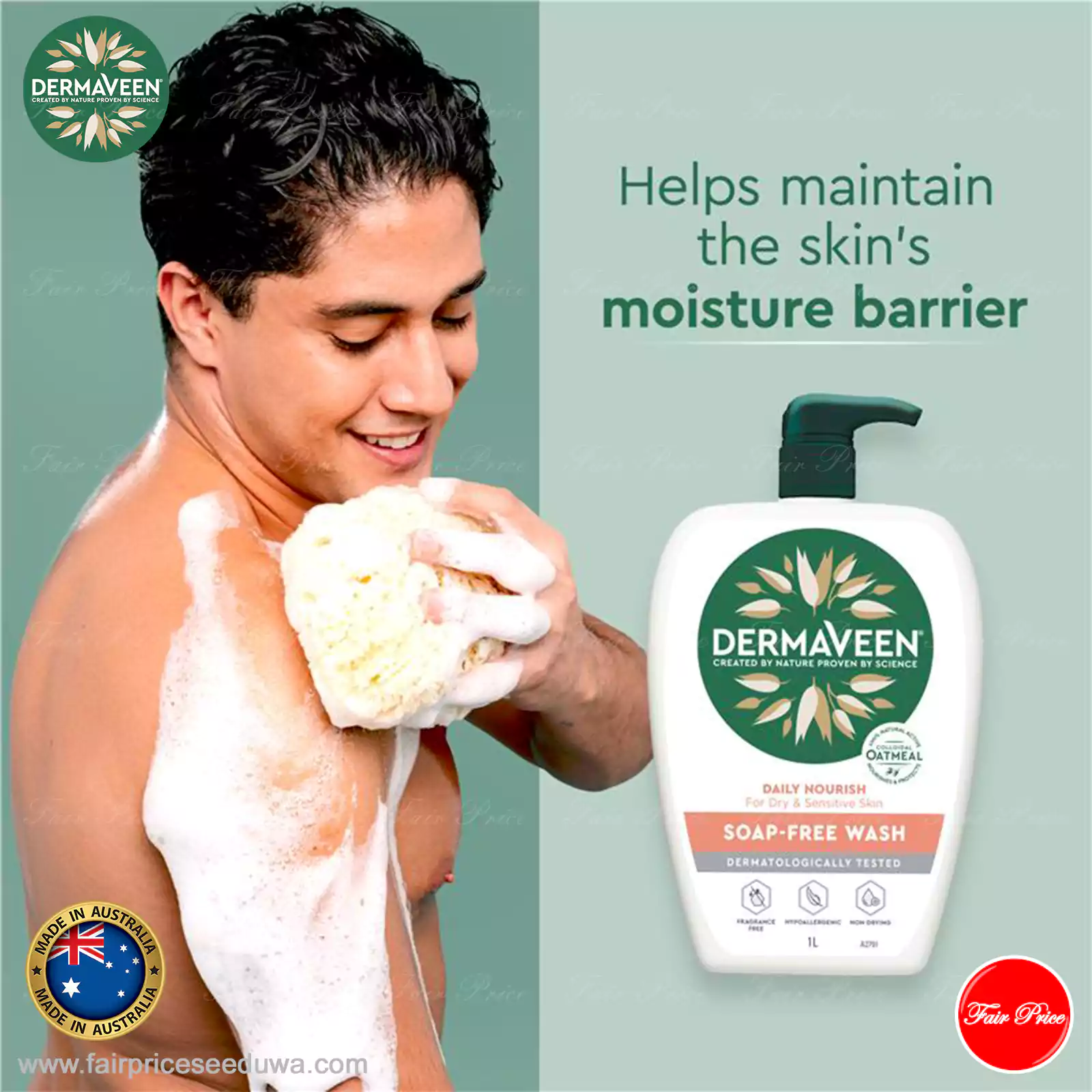DermaVeen Daily Nourish Moisturising Lotion for Dry & Sensitive Skin 1l - Image 9